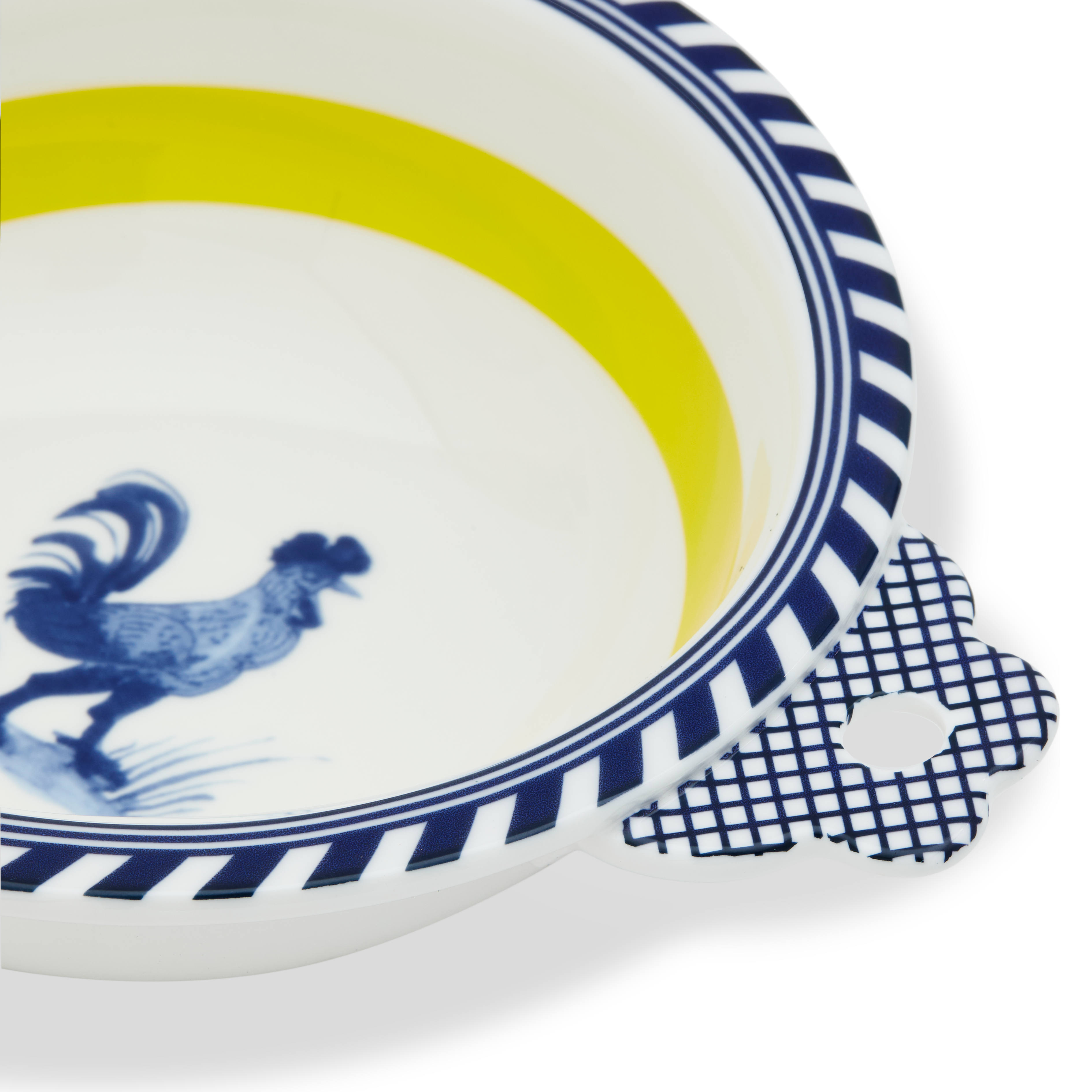 Miska BIRD wit met geel en blauw