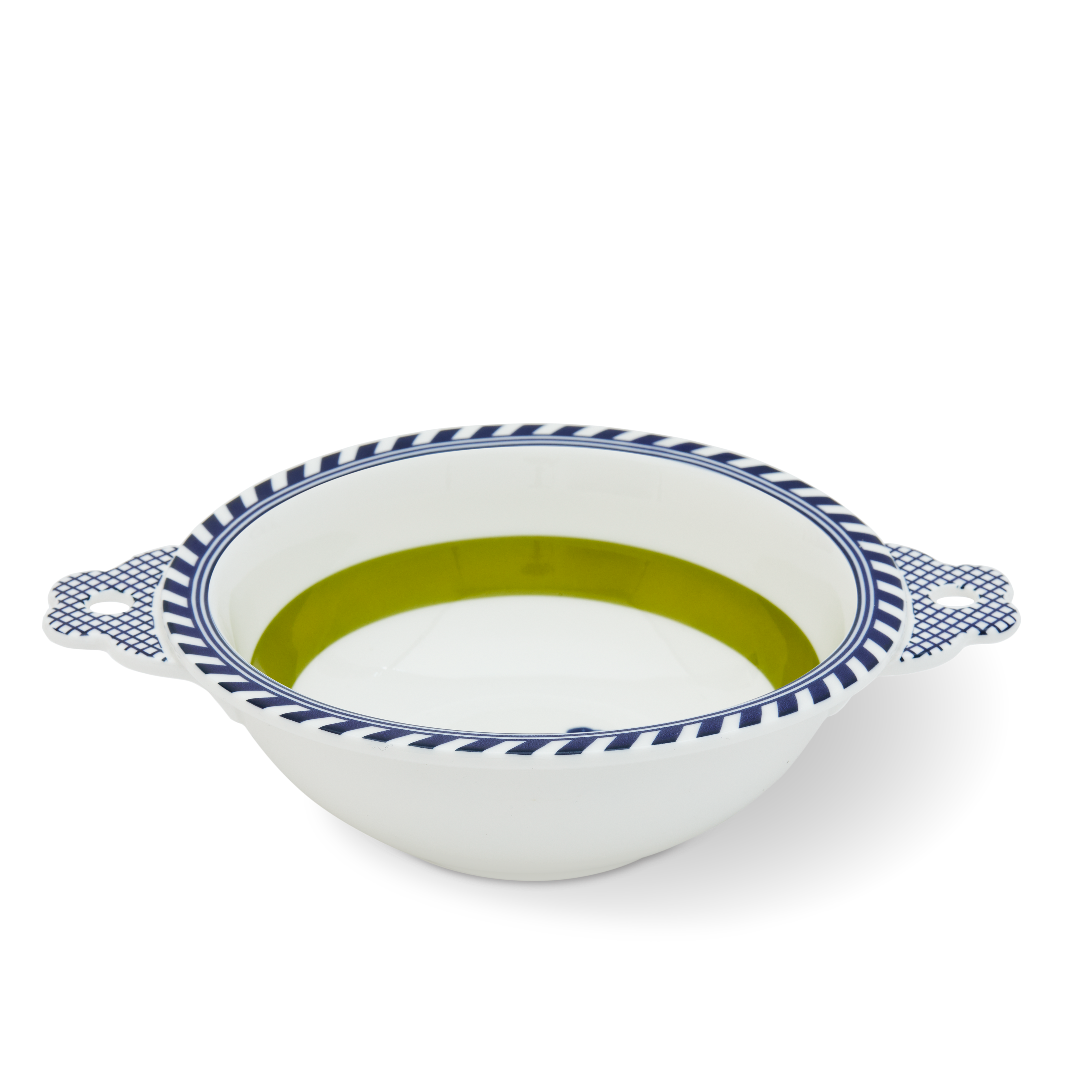 BIRD bowl white with olive and blue