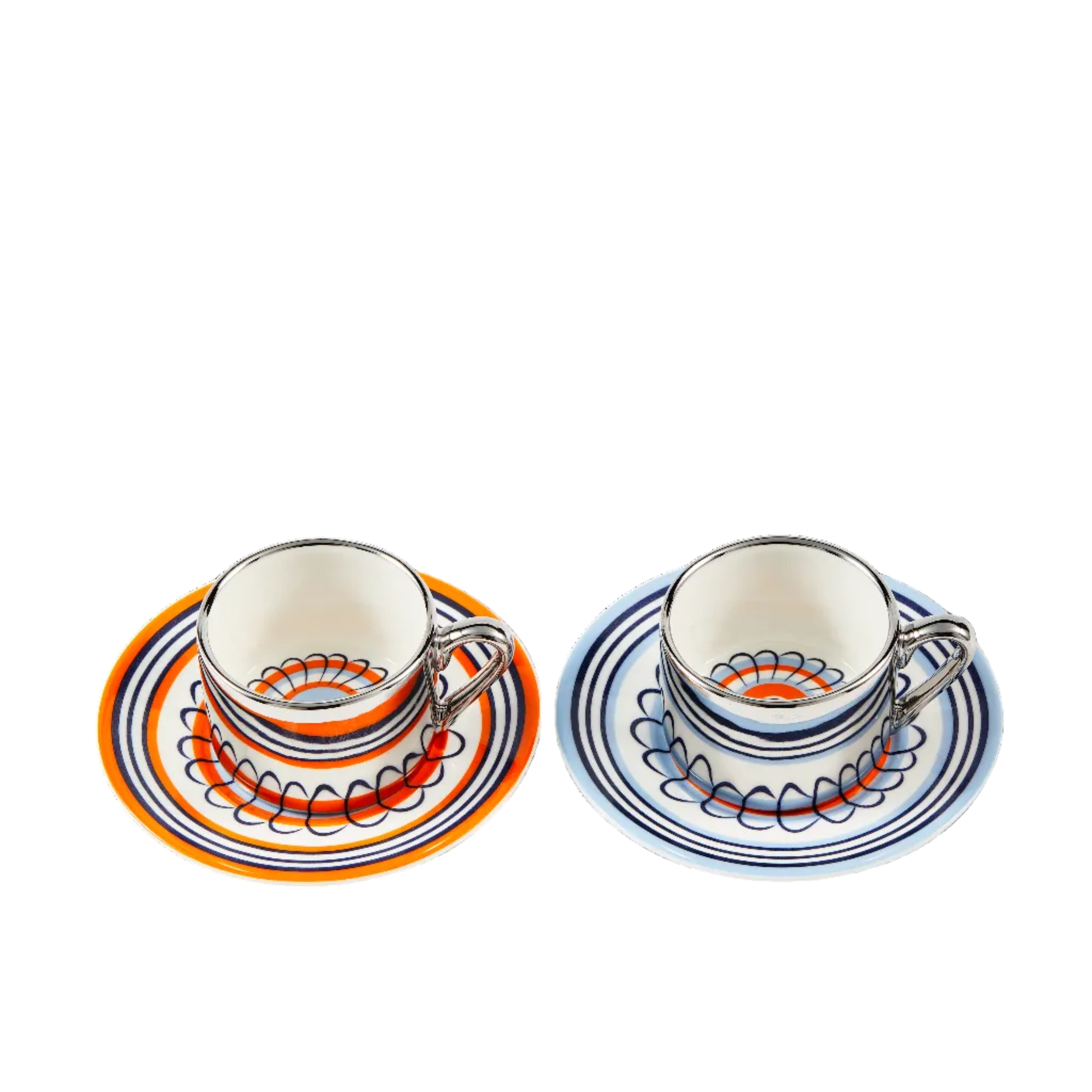 Espressotassen-Set FLORAL orange und blau