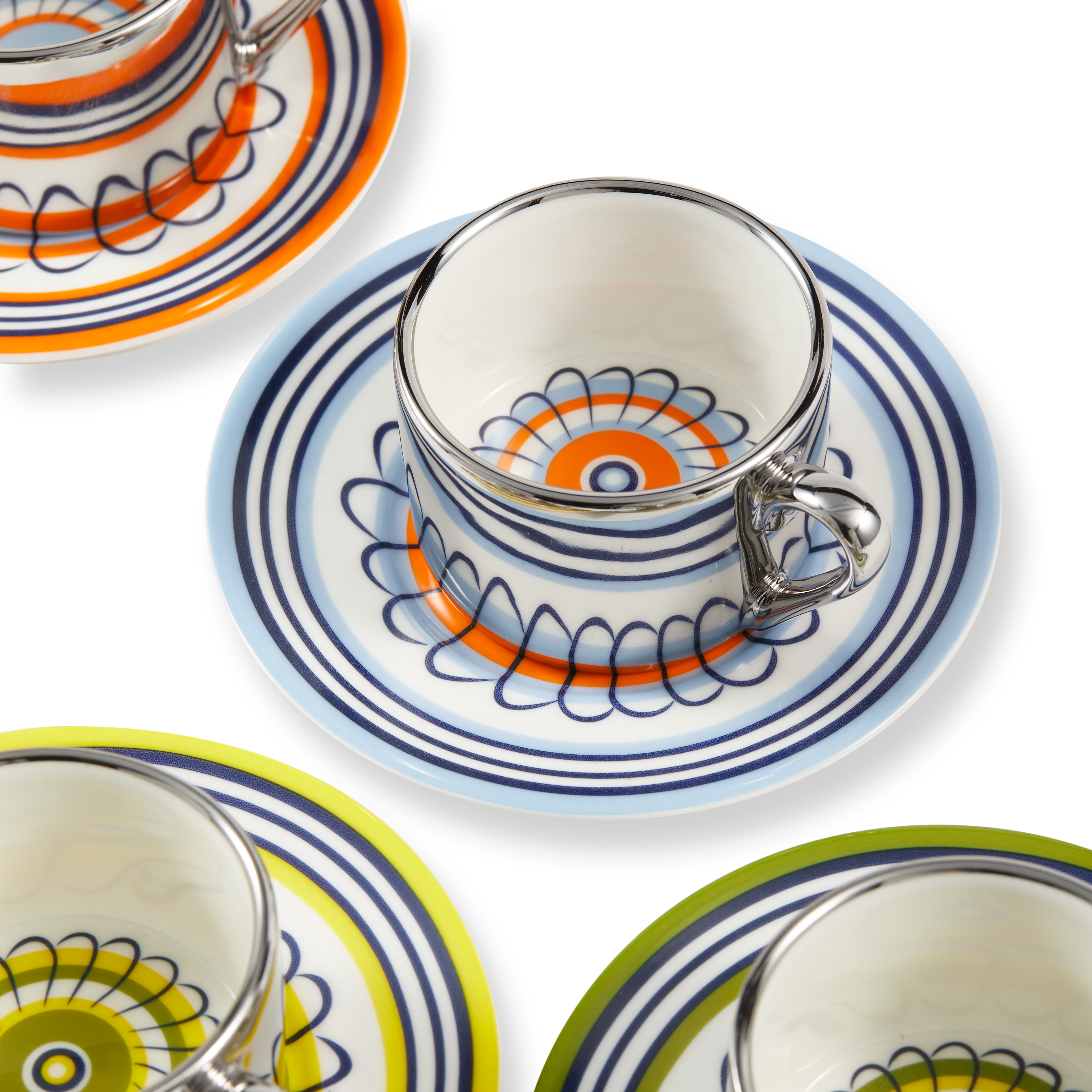 Espressotassen-Set FLORAL orange und blau