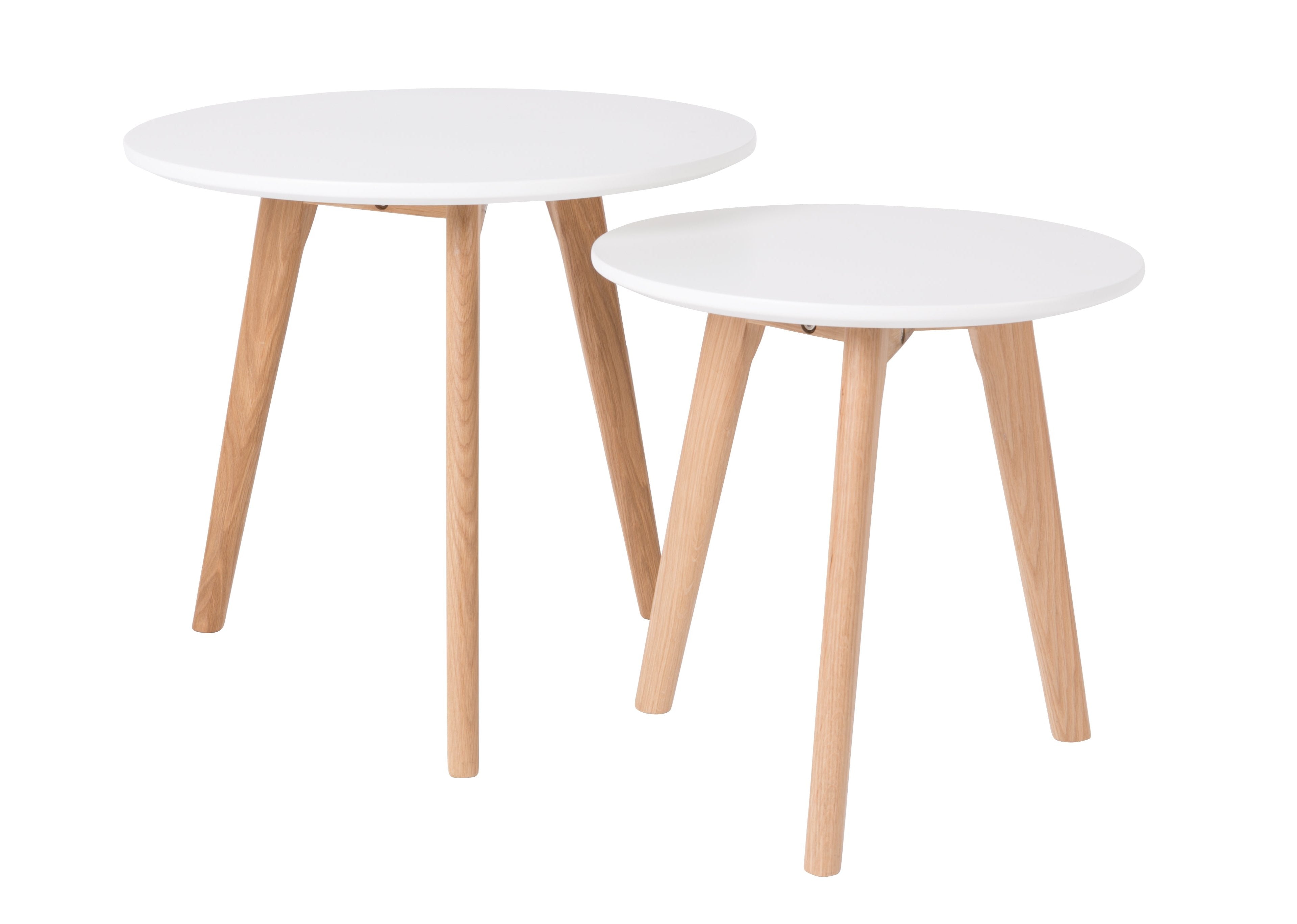 Set bijzettafels BODINE wit met houten basis