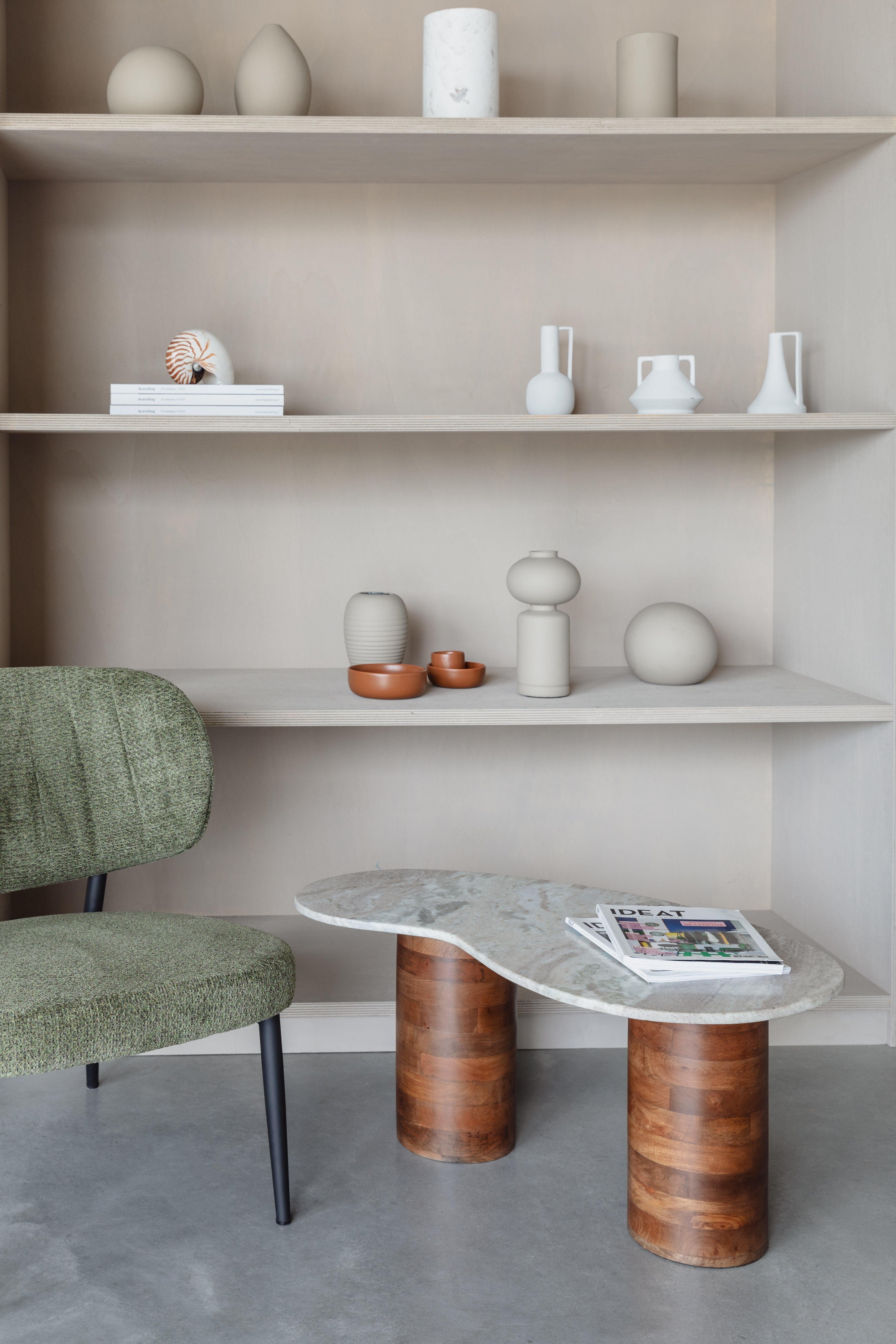 PELI Coffee Table Marble with Mango Wood
