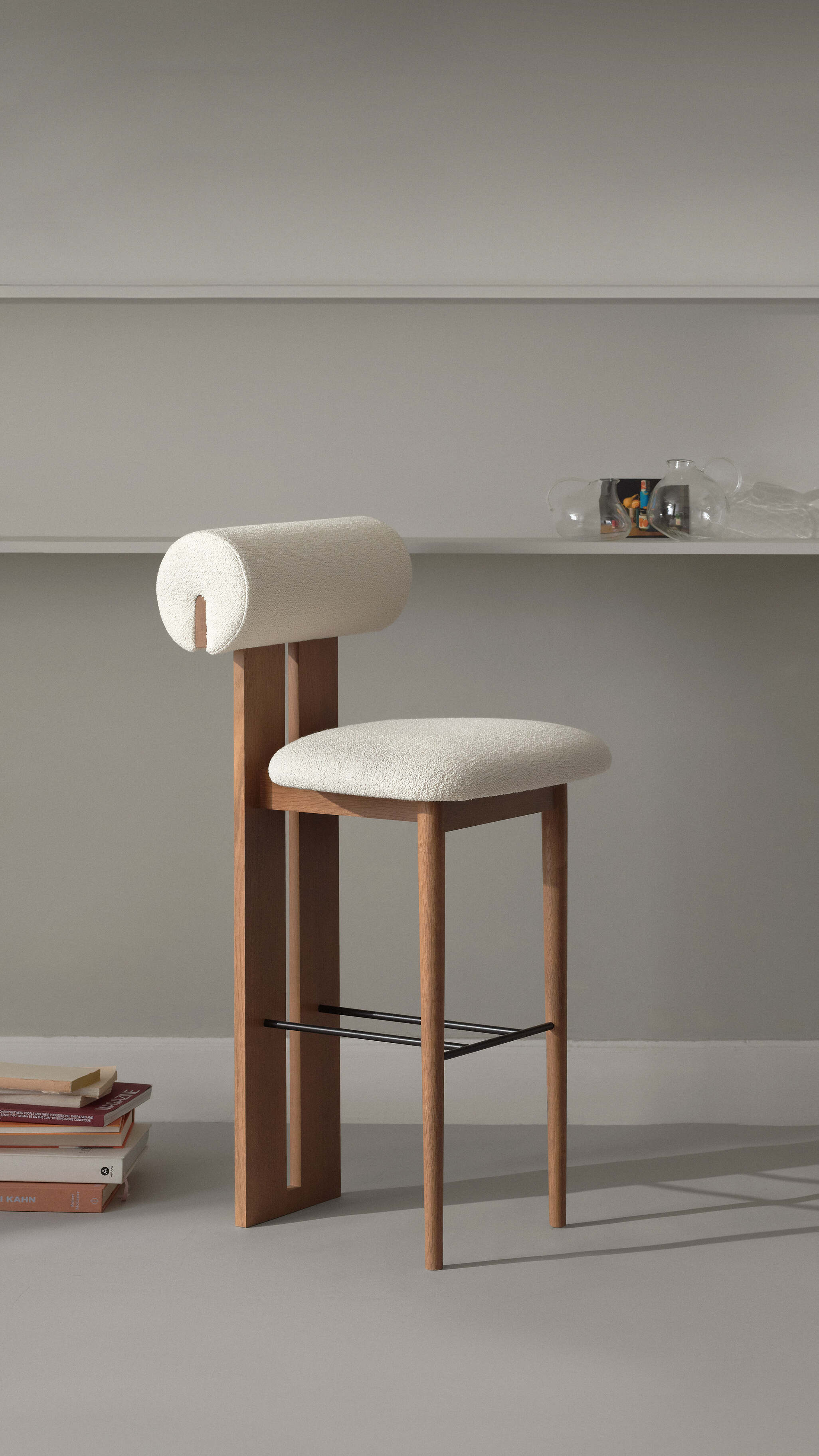 Hocker met bekleding HIPPO licht gerookt eikenhout