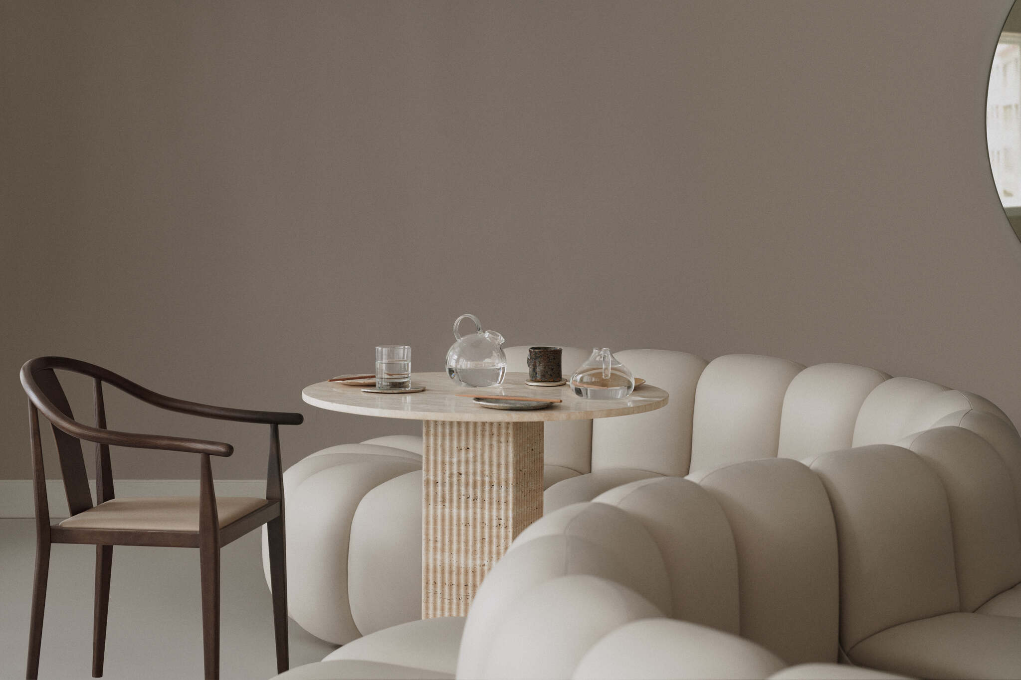 Runder Tisch SOHO grauer Travertin