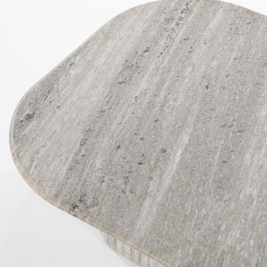 Couchtisch DORIQUE aus Mangoholz und grauem Marmor