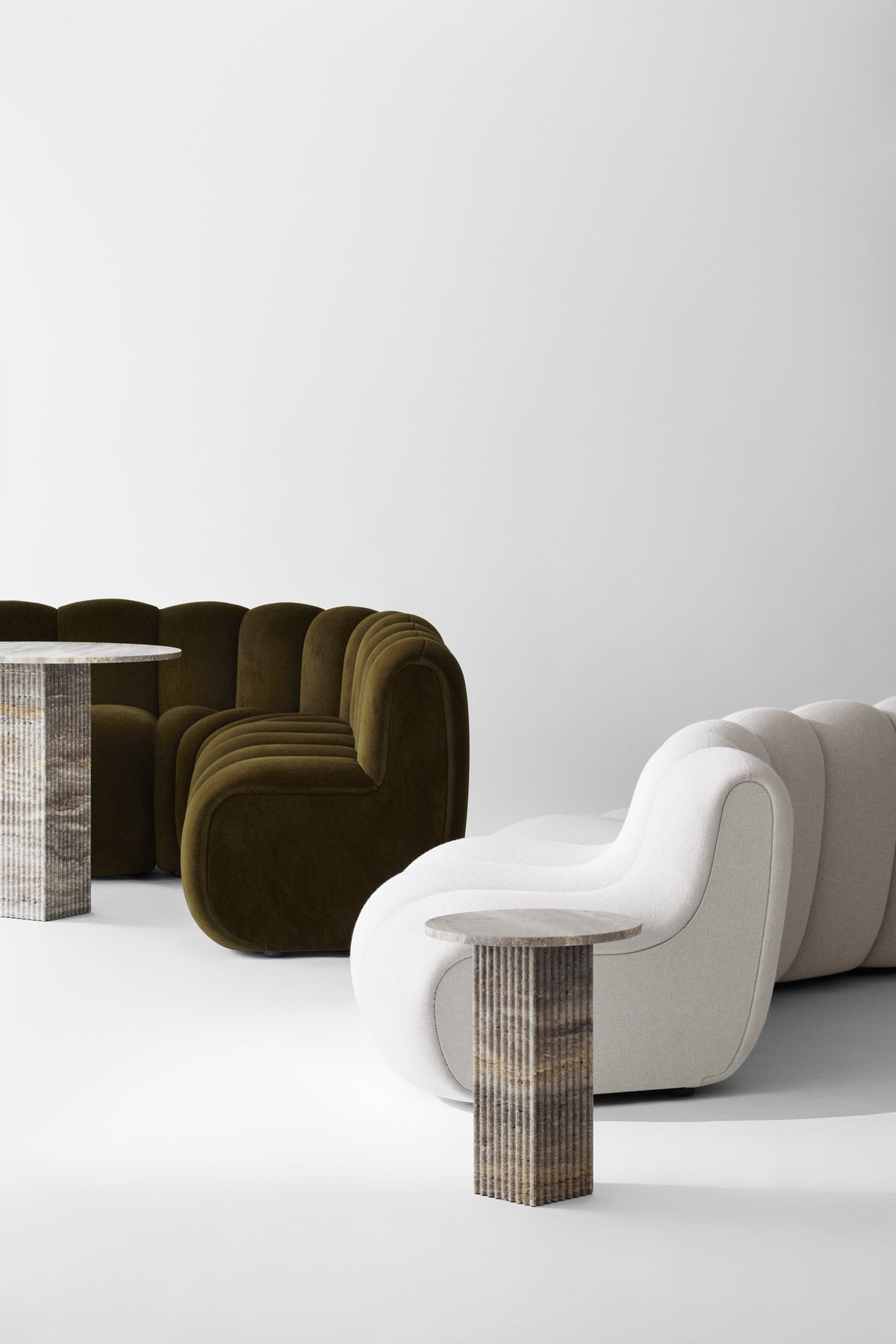 Runder Tisch SOHO grauer Travertin