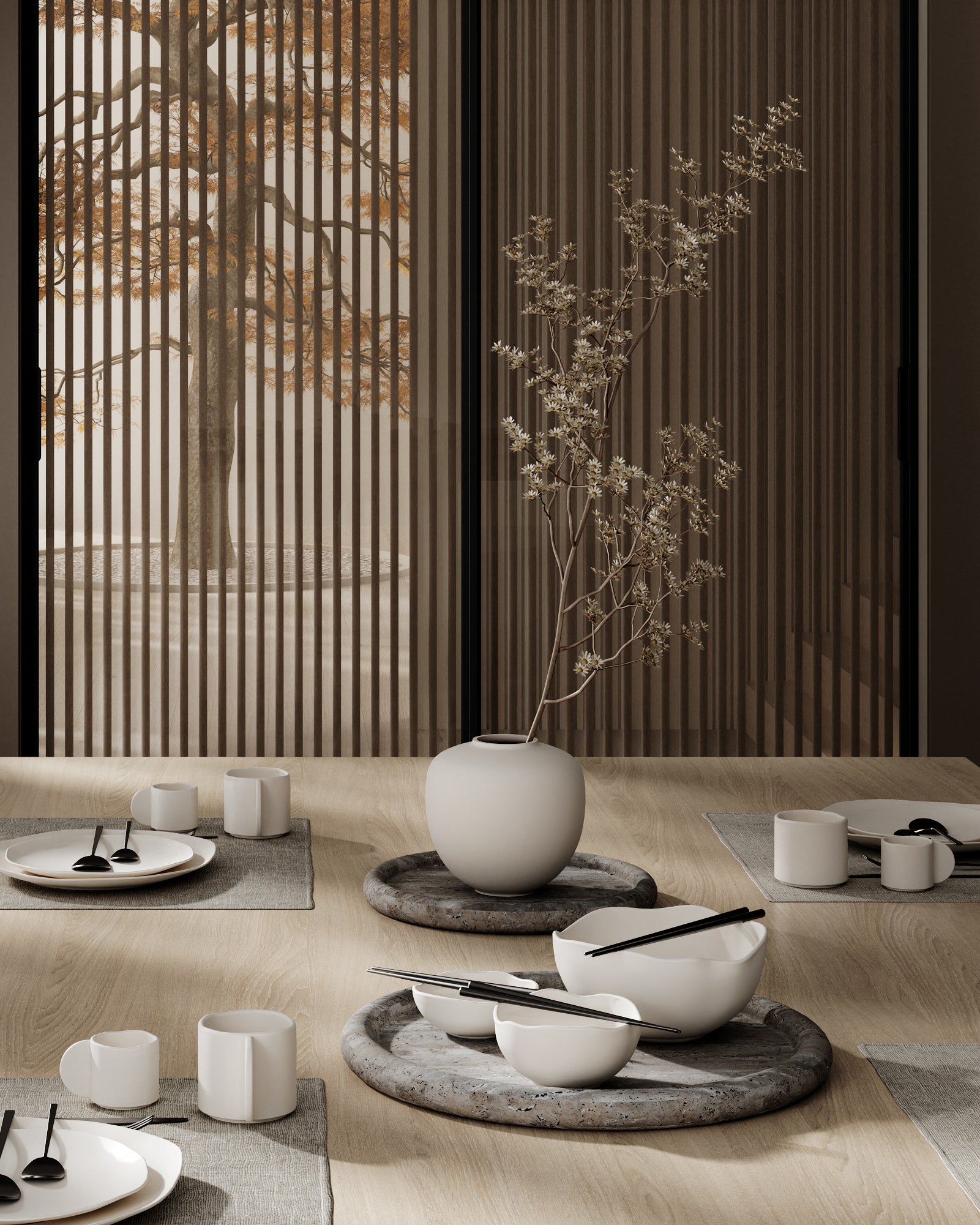 Set von Schalen NATIVE weiße Steinzeug