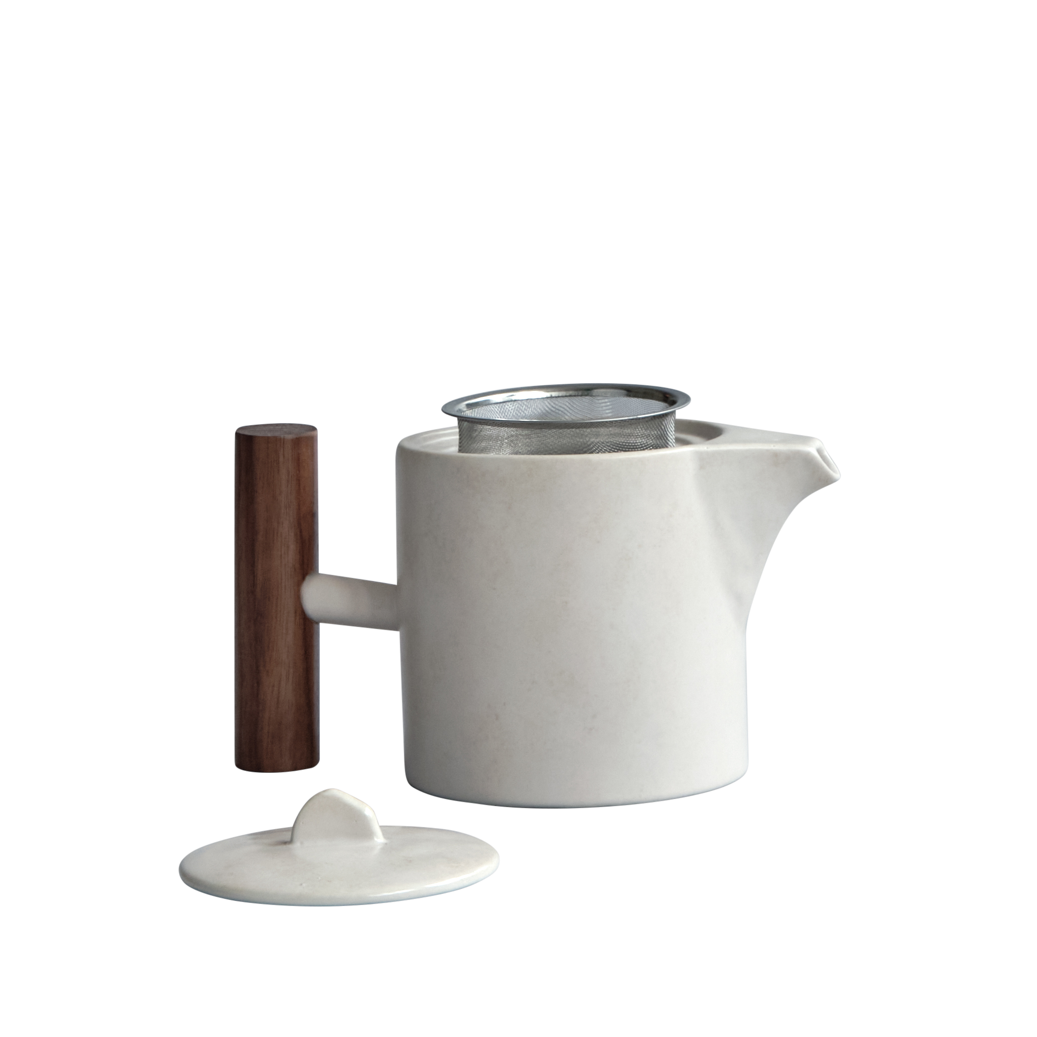 Native White Stoneware Teapot