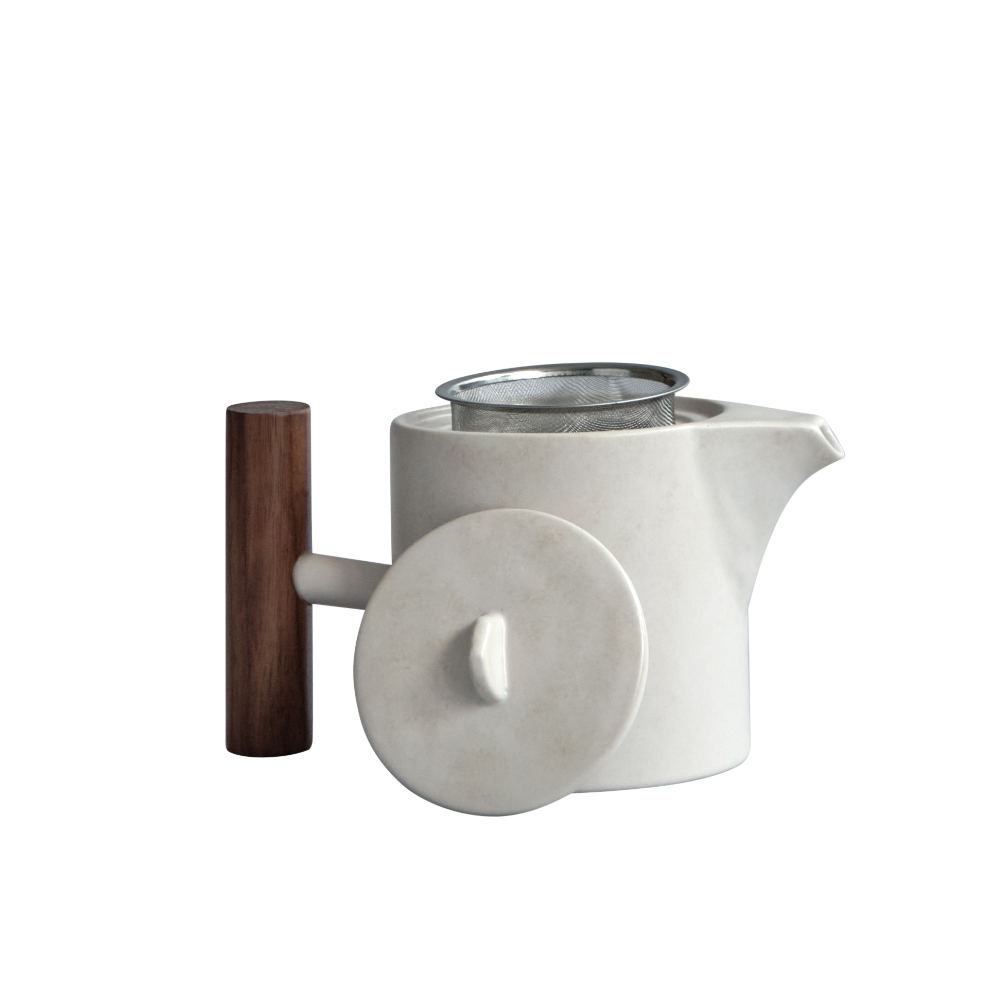 Native White Stoneware Teapot