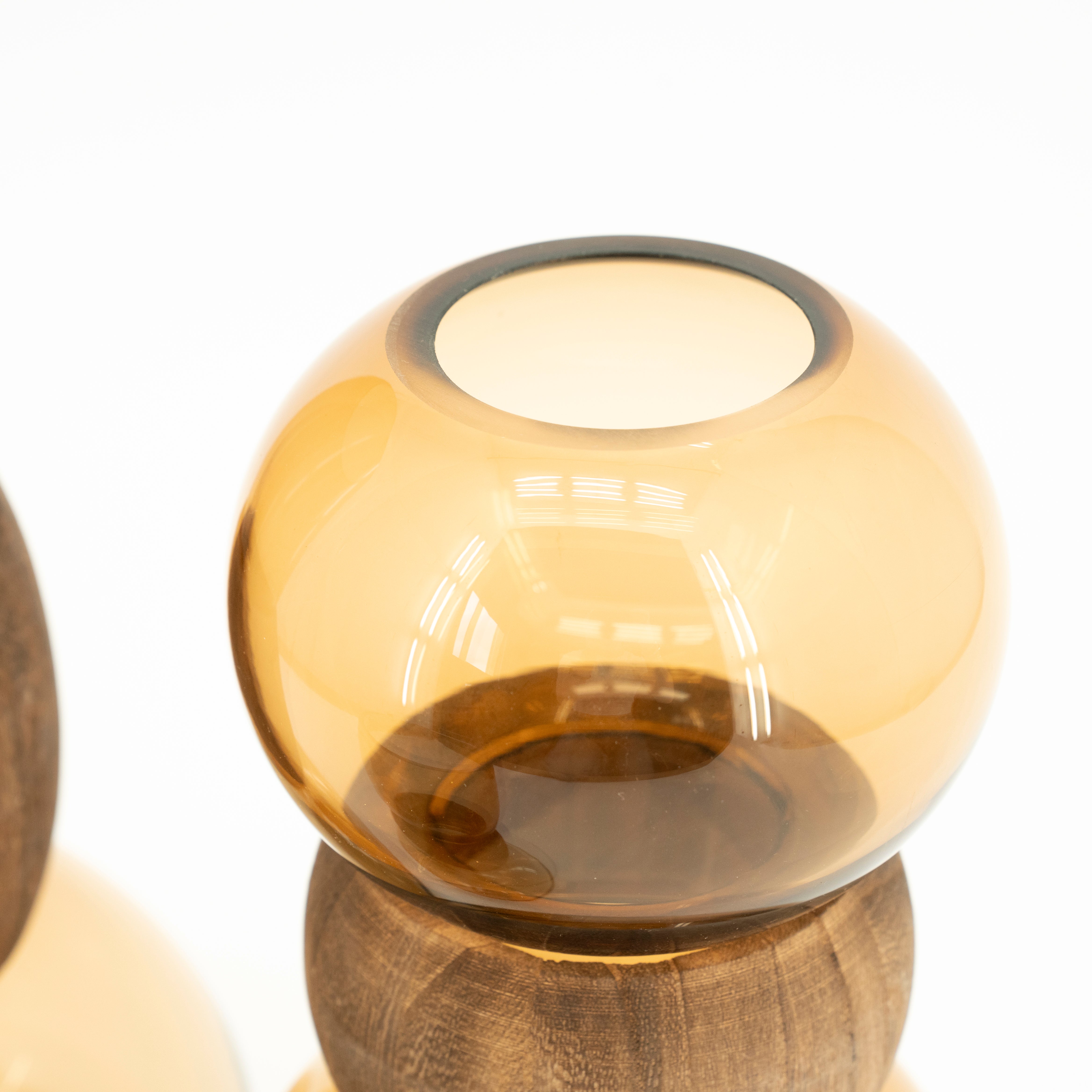 Vaas VERRA beige glas met hout