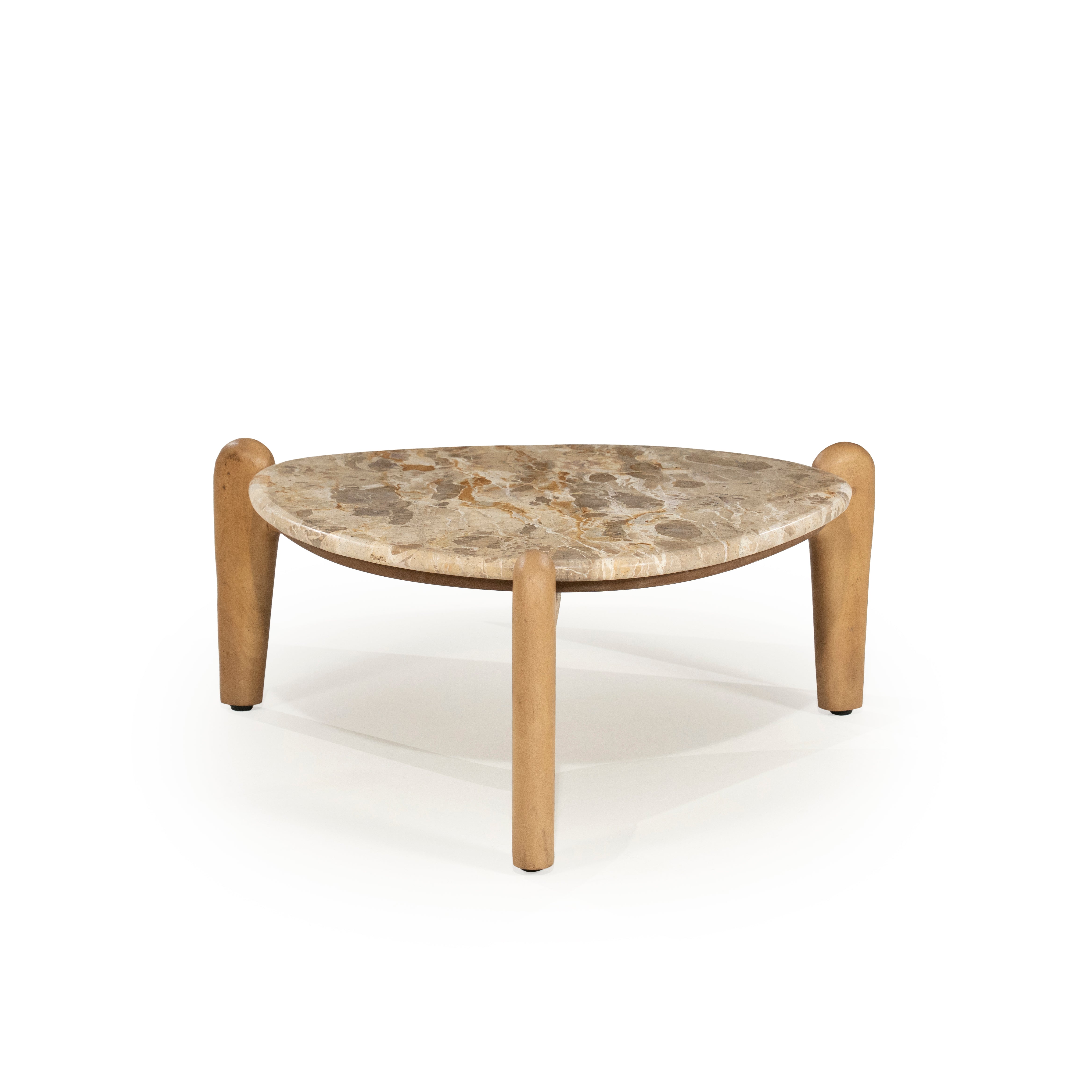 MARNISH coffee table marble with mango wood base