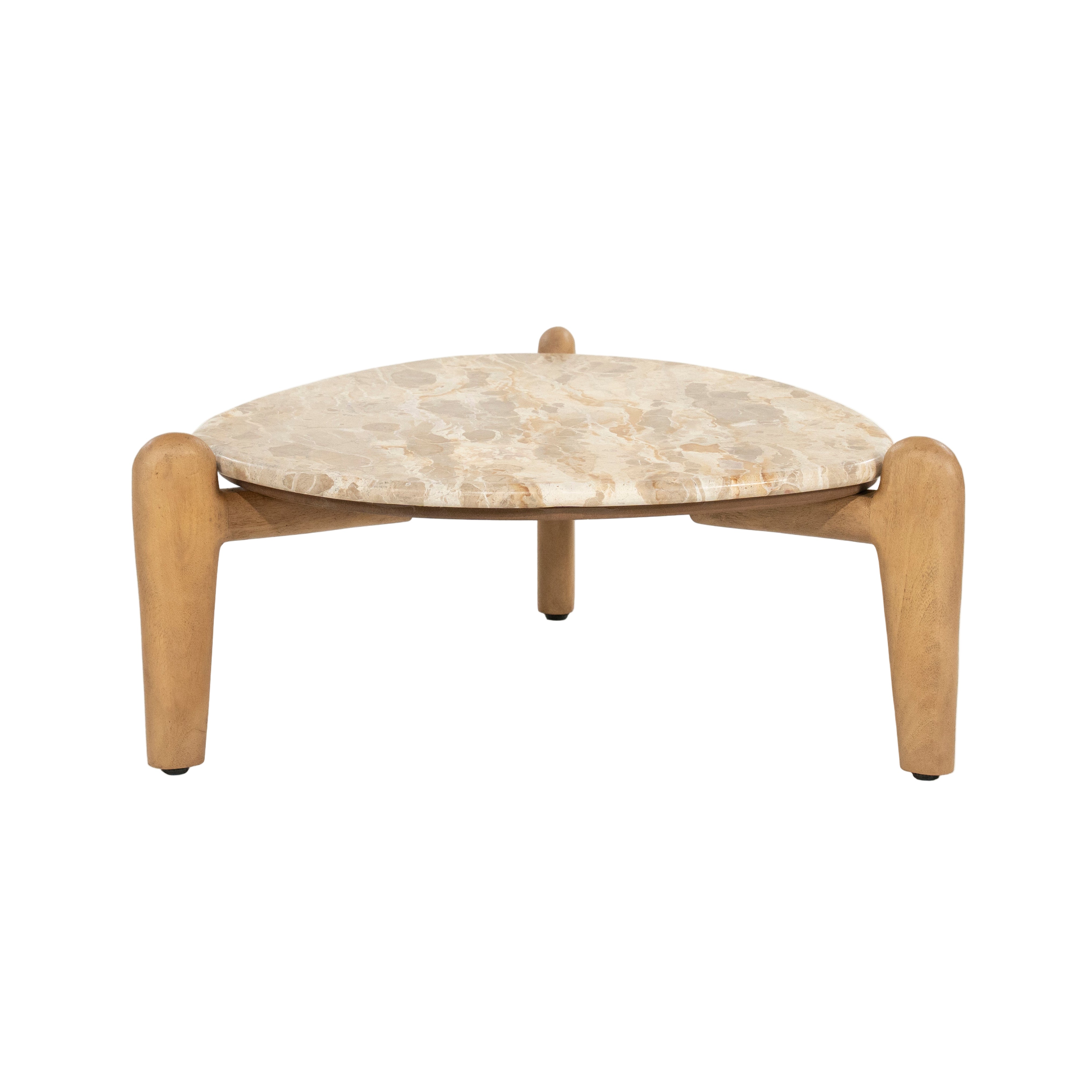 MARNISH coffee table marble with mango wood base