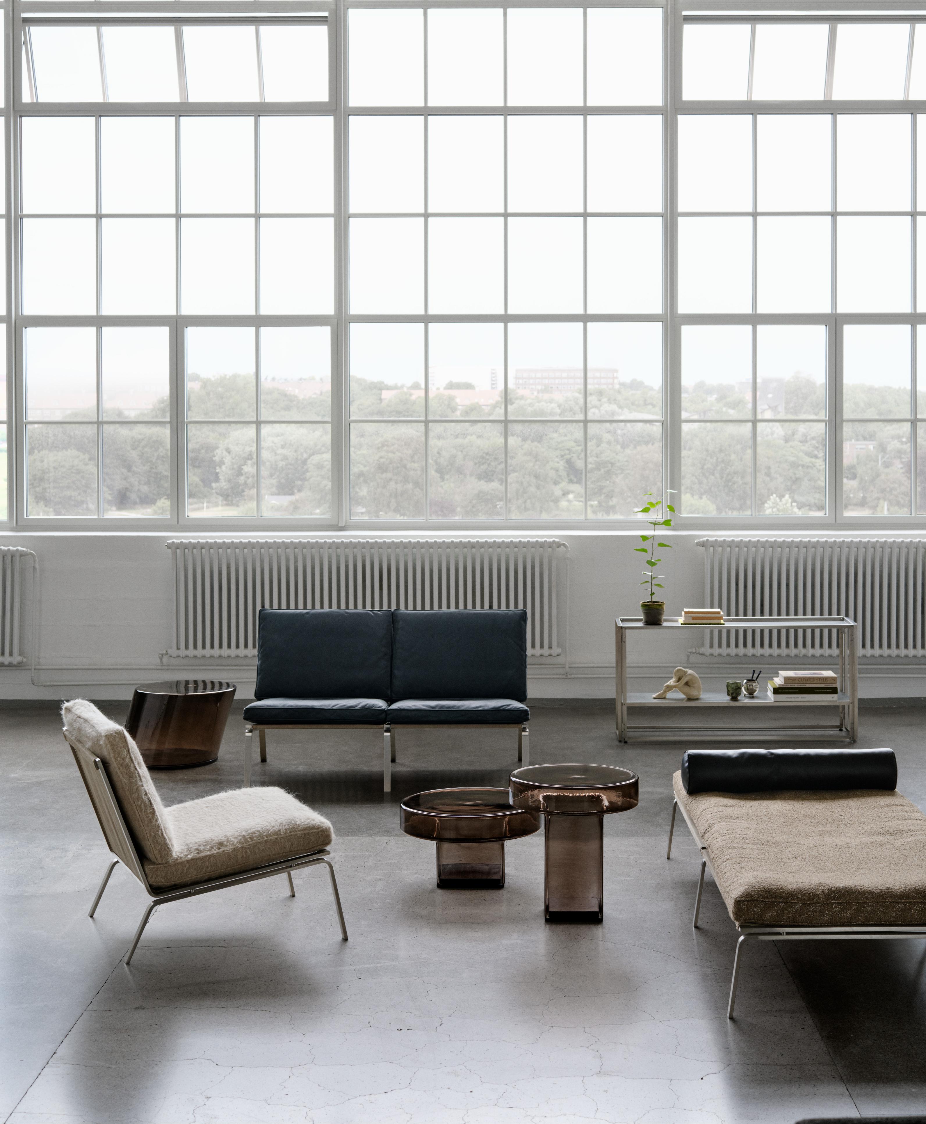 Bijzettafel NAKED amberkleurig glas