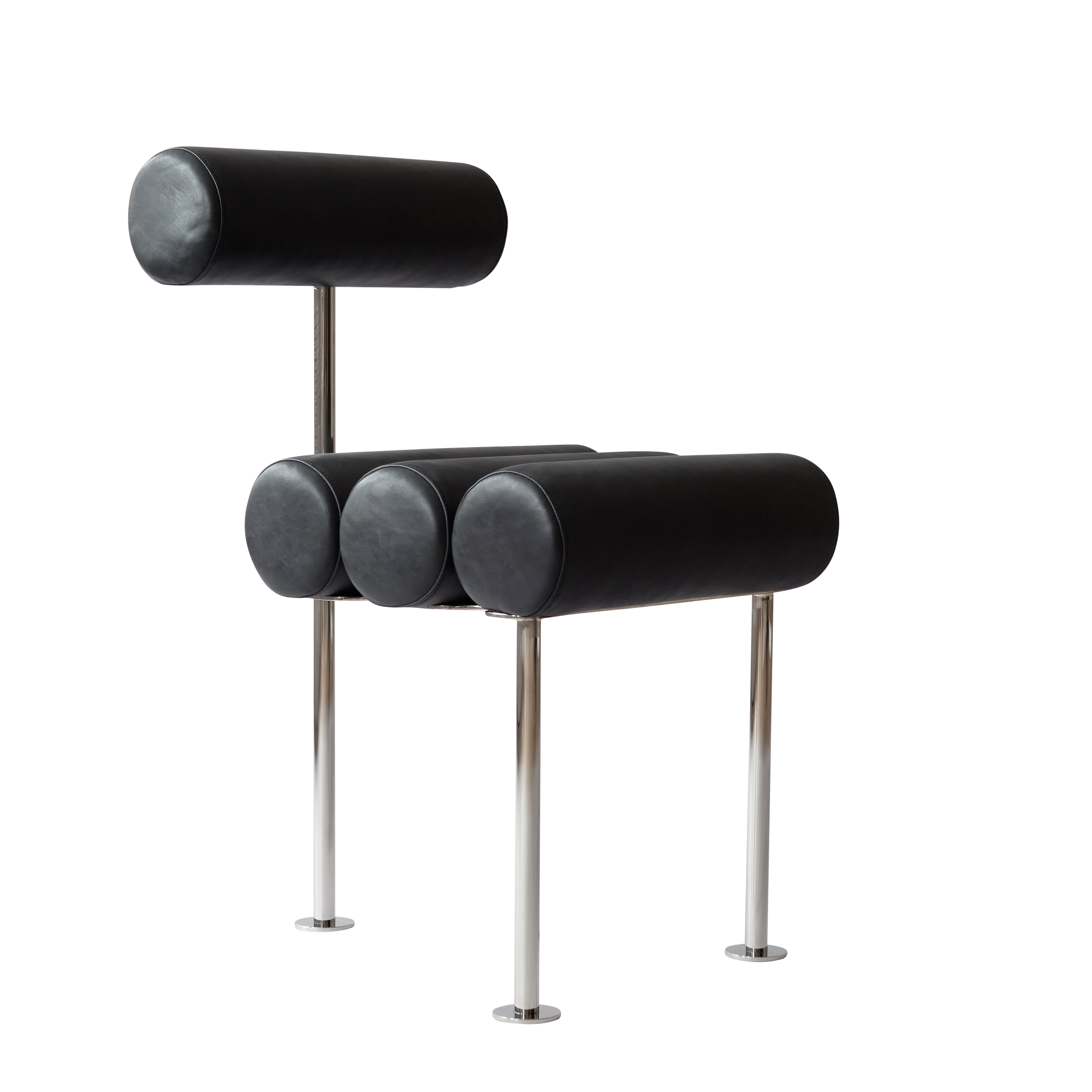 Stoel HIRO zwart met verchroomde basis