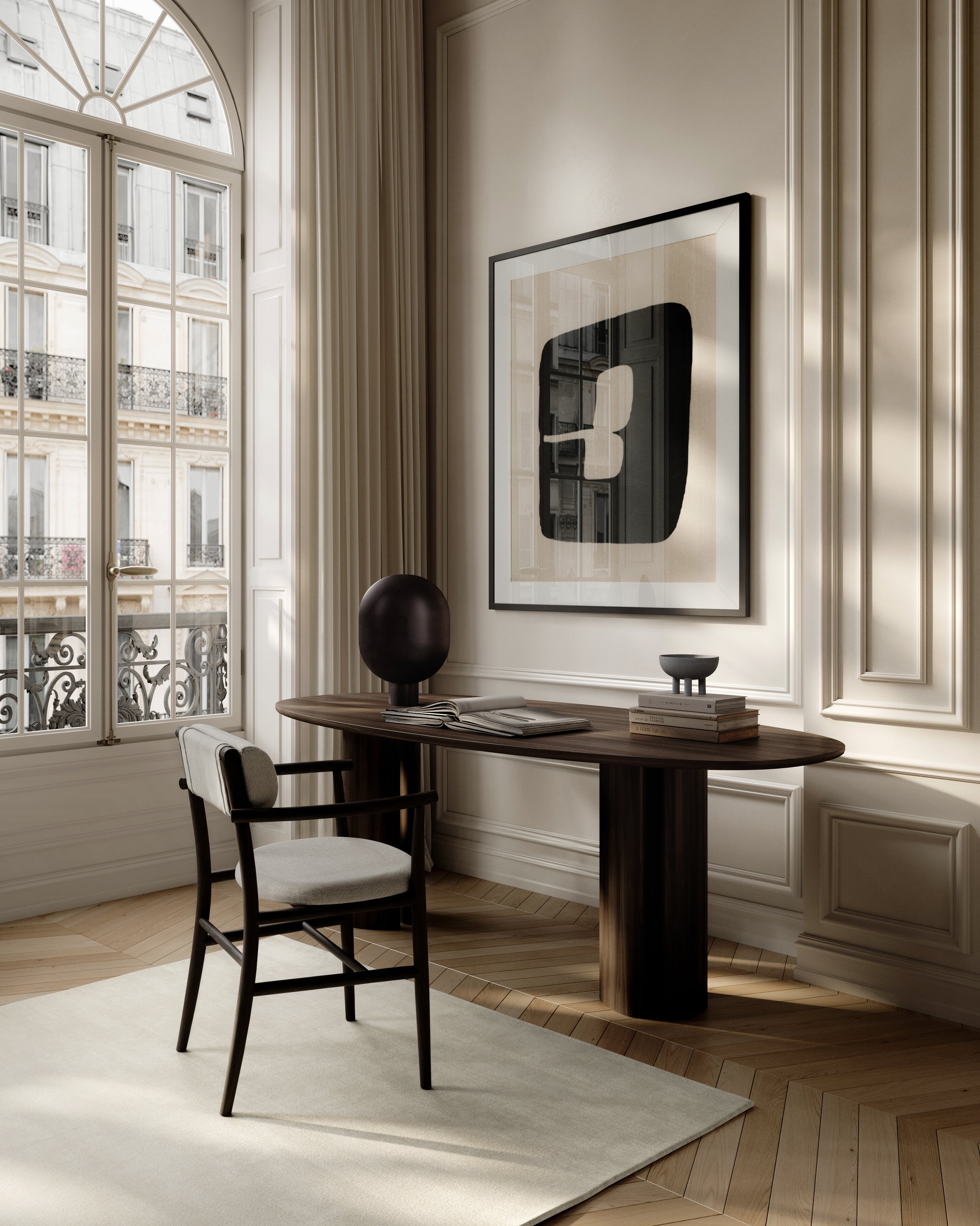 Fauteuil met armleuningen NAMA beige met zwarte basis