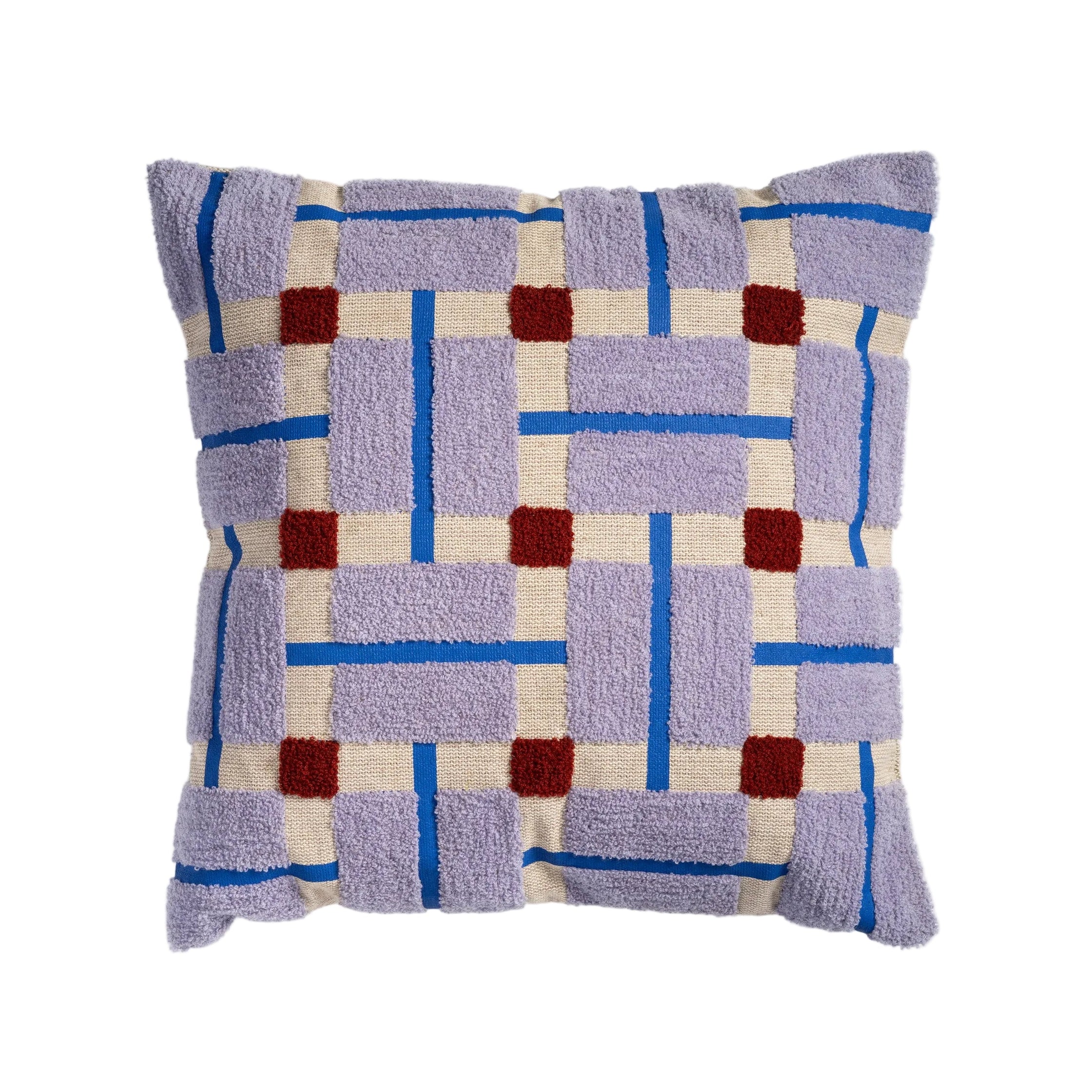 Kussenhoes PLANO paars met beige en bordeaux