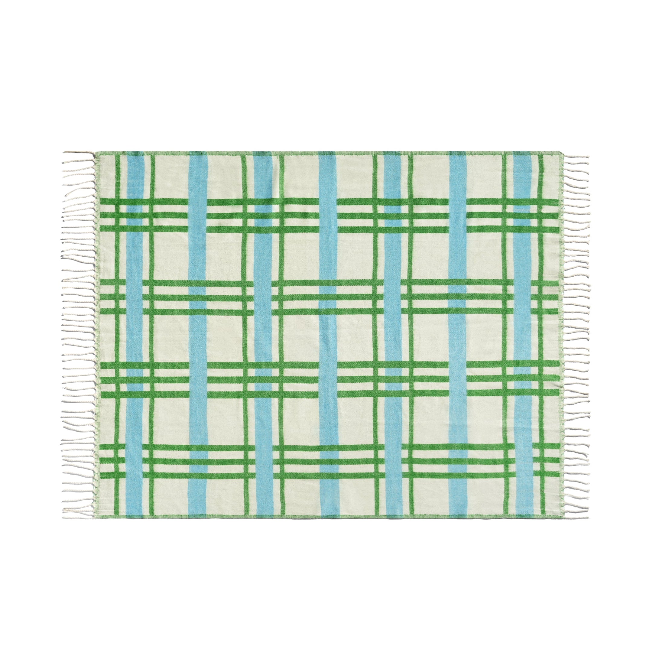 Pled PLANO beige met groen en blauw