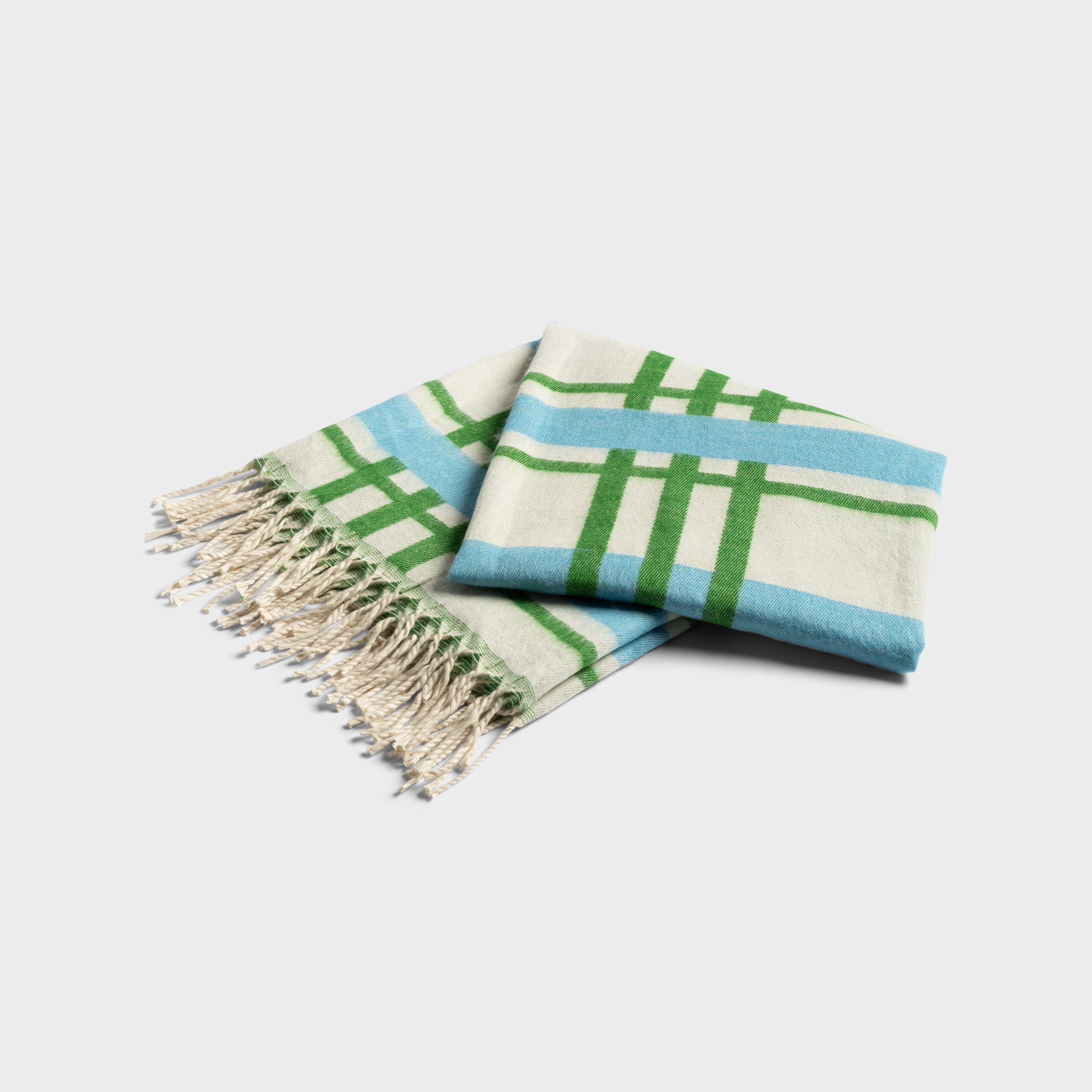 Pled PLANO beige met groen en blauw