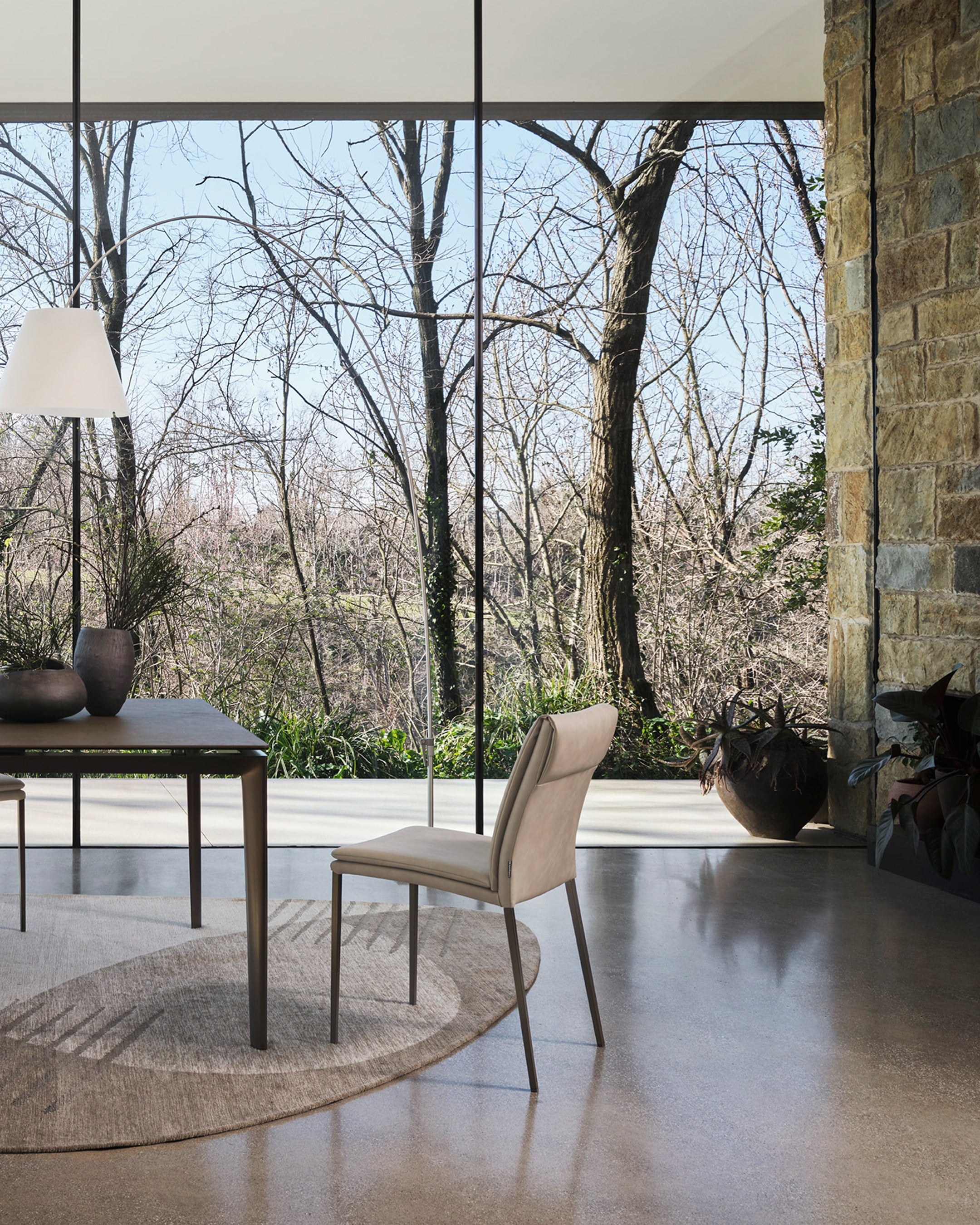 Oval rug OMBRA cream with brown pattern