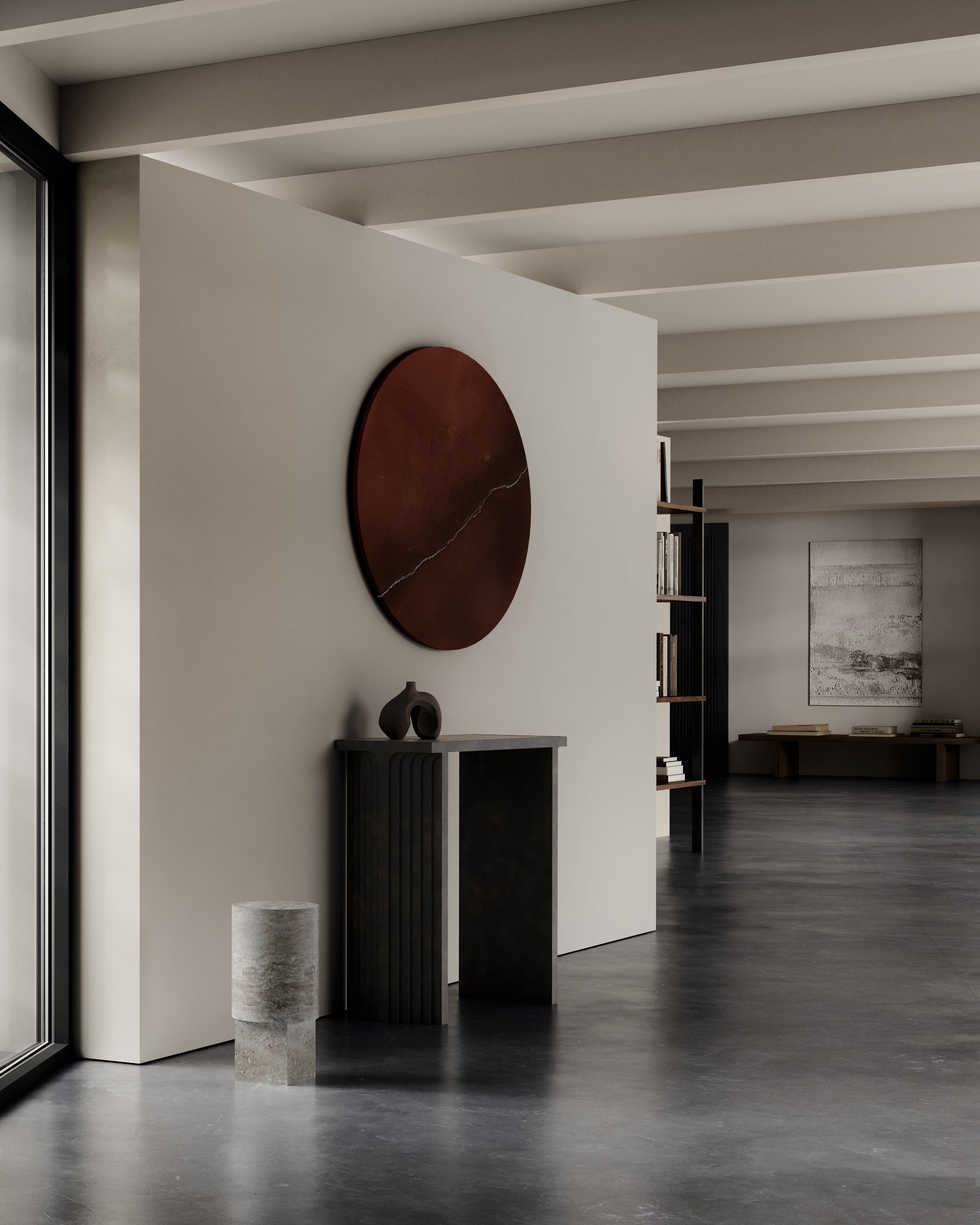 Konsolentisch ARC silber-grau Travertin