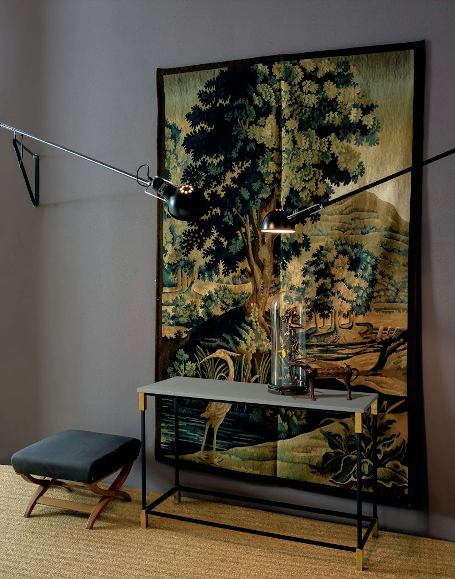 Zwarte wandlamp met arm 265