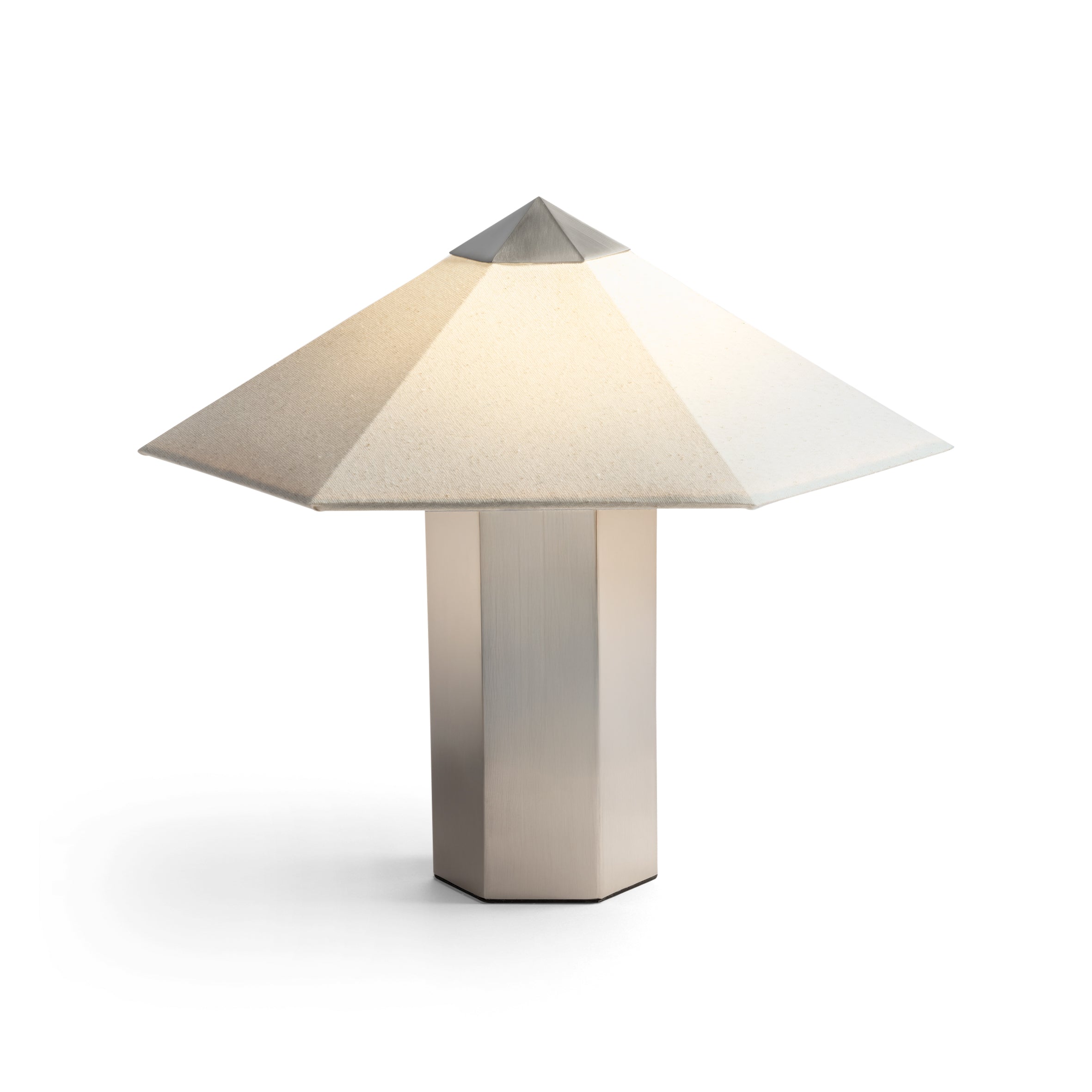 PHIRA silver table lamp with linen shade