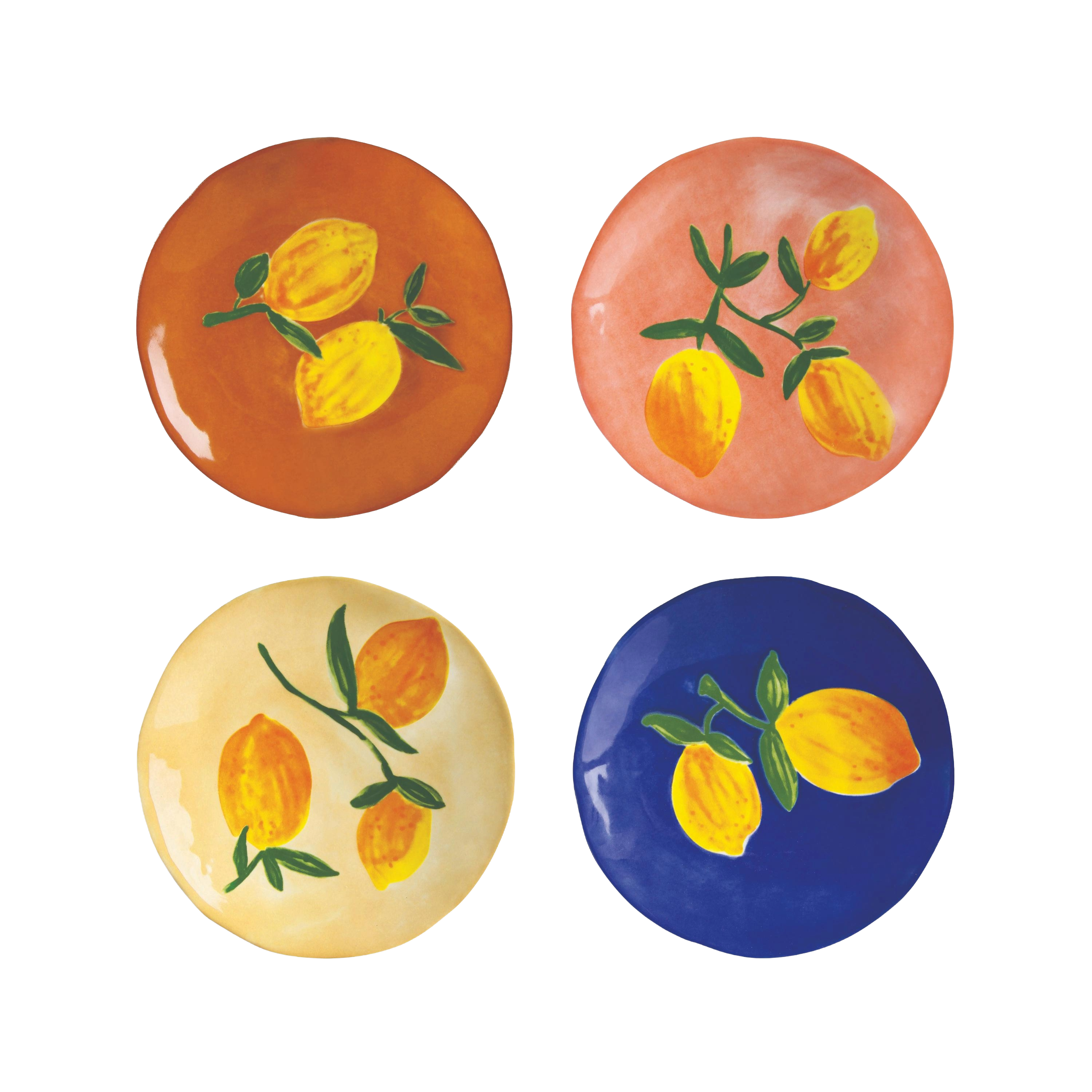 Set van schoteltjes LEMON FULL kleurrijke aardewerk