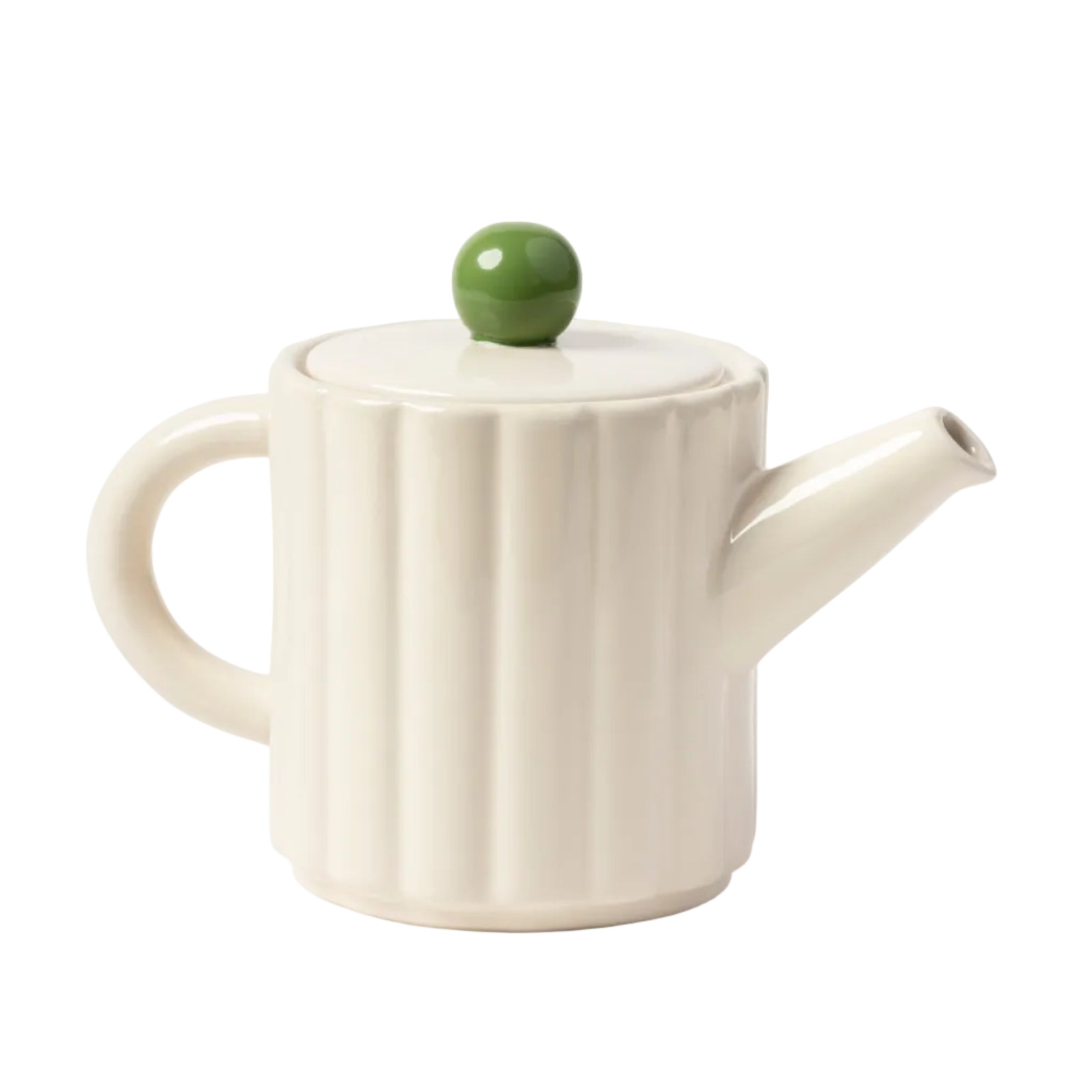 Witte theepot TUBE met groen