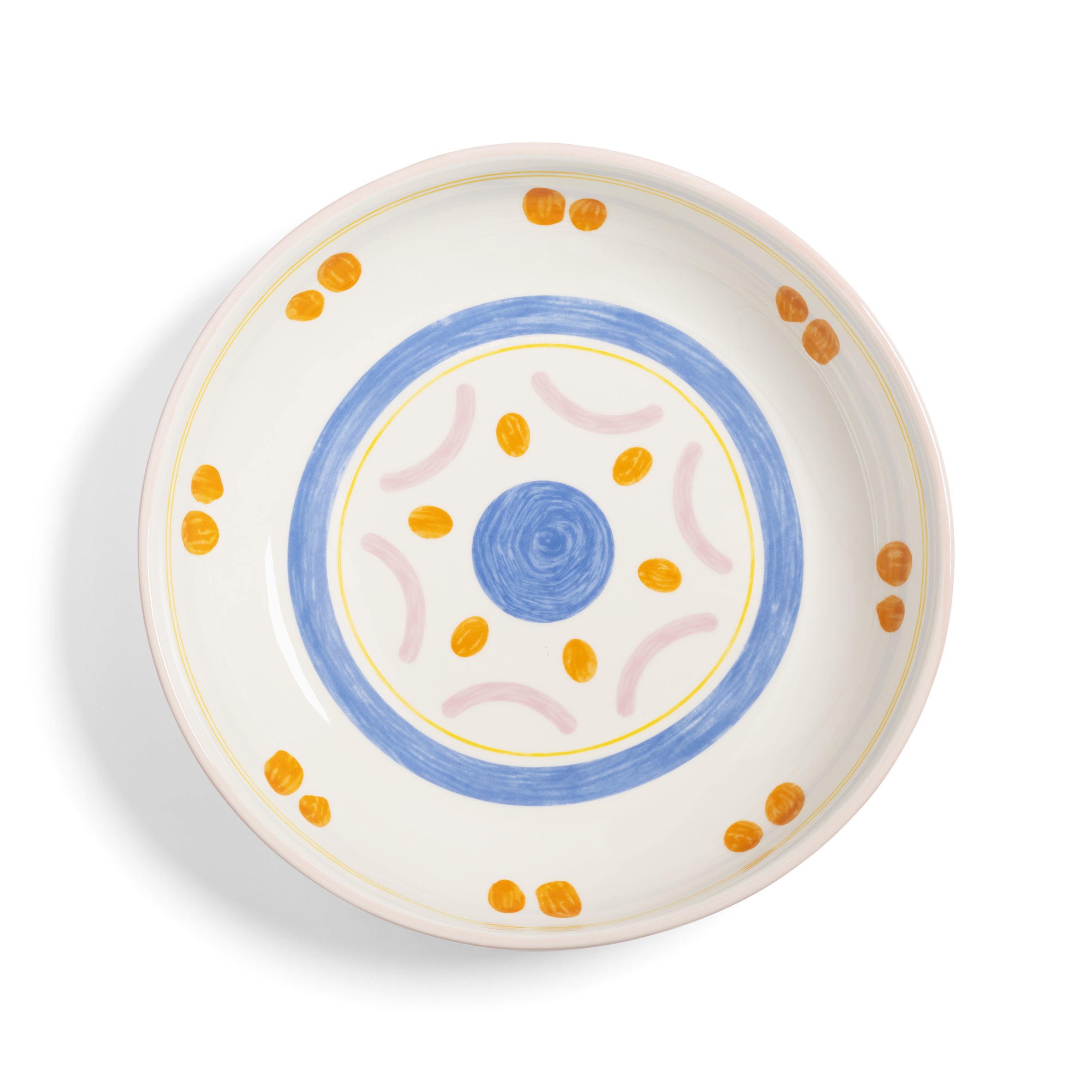 Saladeschaal BOAVISTA lichtroze met blauw en oranje