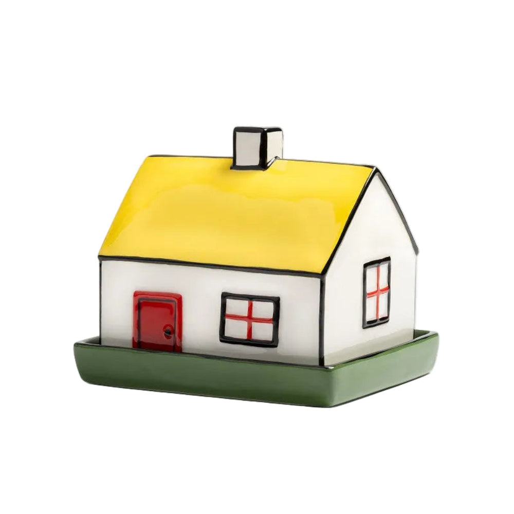 Butterdose HAINES weiß mit Gelb und Grün