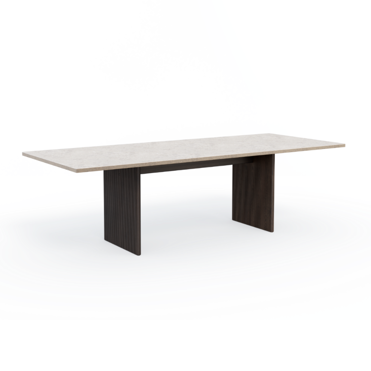 CABIN Table with Gray Limestone Top and Dark Oak Base