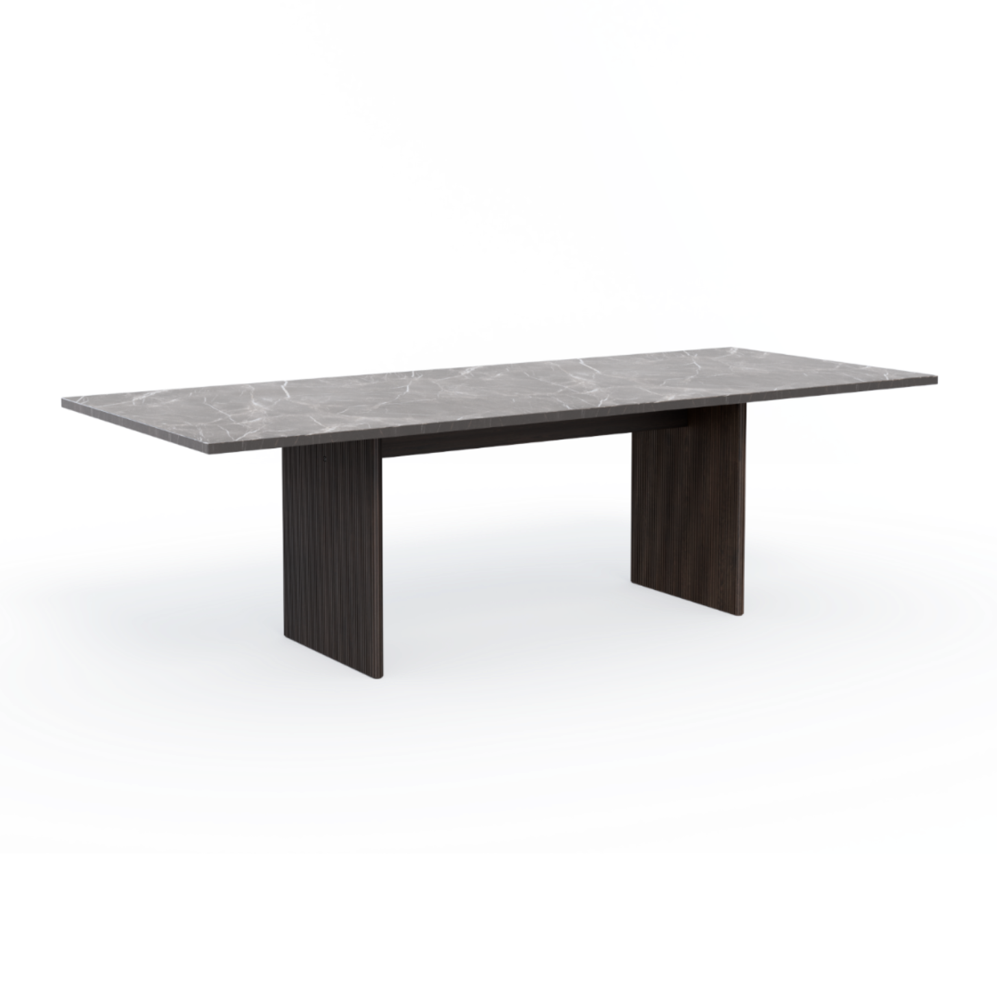 CABIN Table with Gray Marble Top and Dark Oak Base