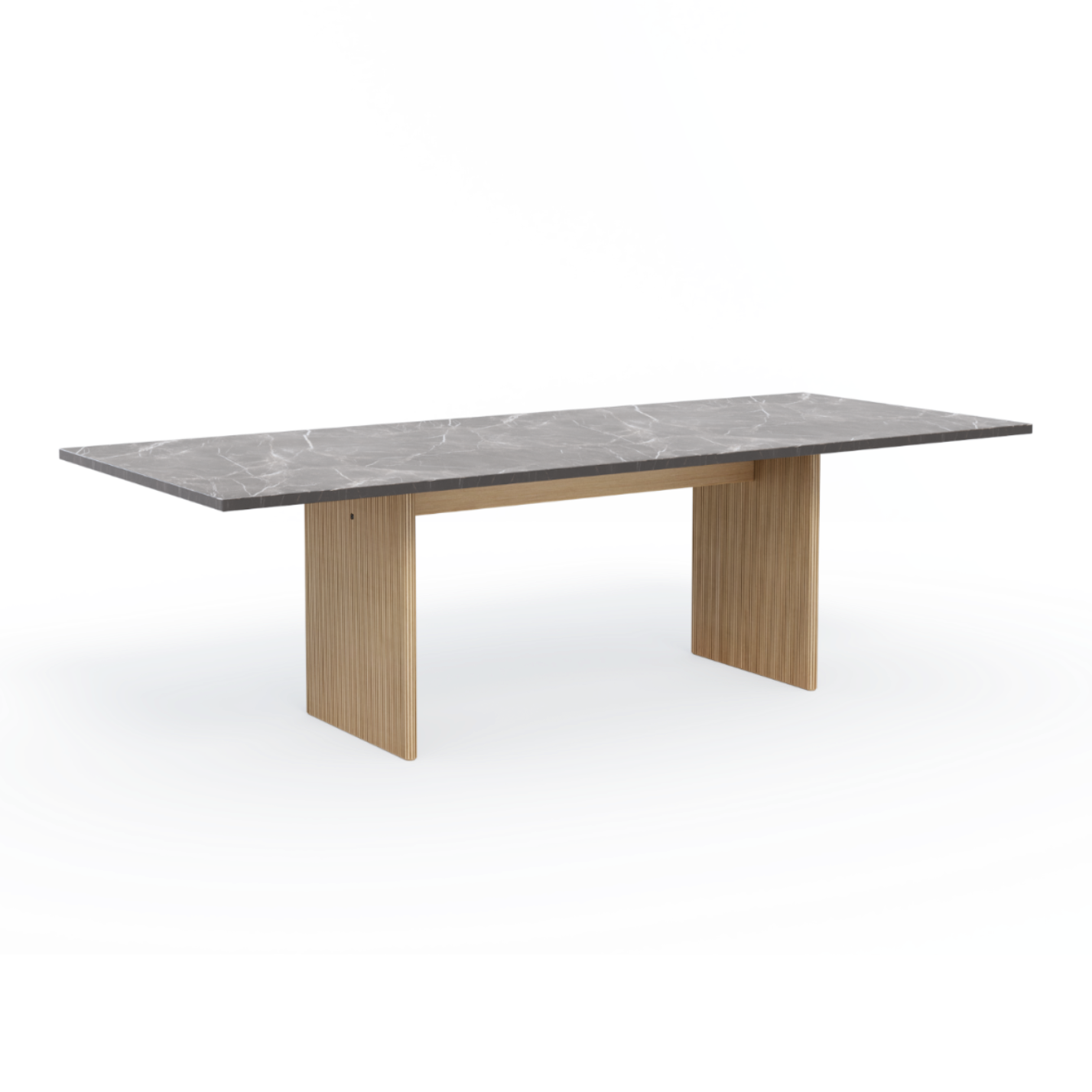 Tafel CABIN grijs marmeren blad met lichte eiken basis