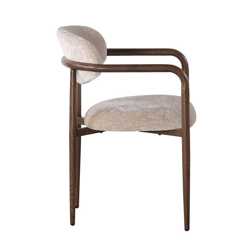 Sessel mit Armlehnen SAKE beige mit dunklem Holzgestell