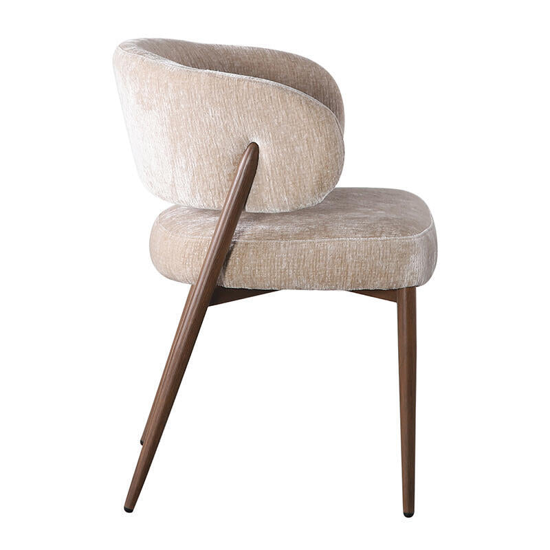 Stuhl FUJI beige mit dunklem Holzgestell