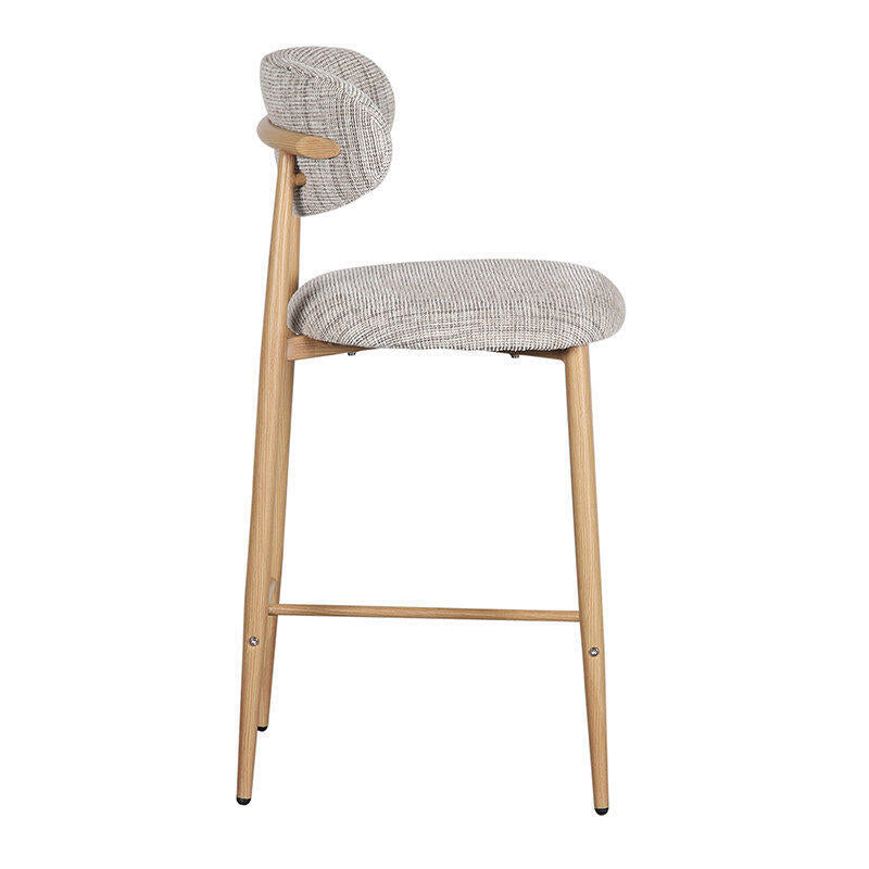 Hocker JAPANDI grau-beige mit Holzgestell