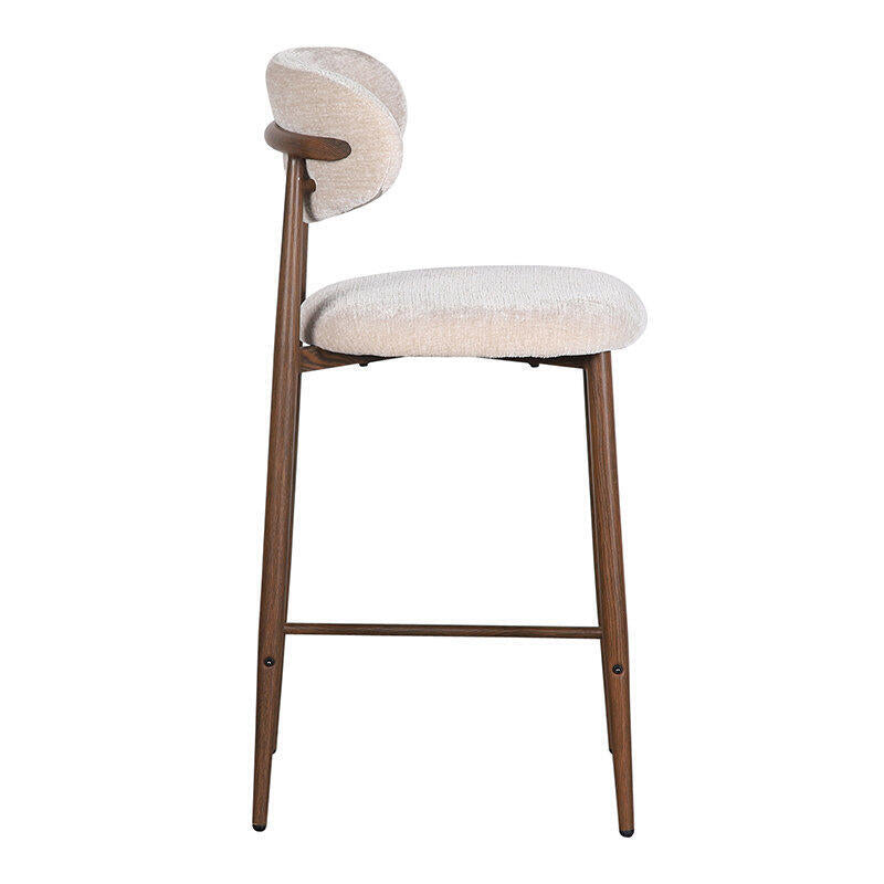 Hocker JAPANDI beige met een donkere houten basis