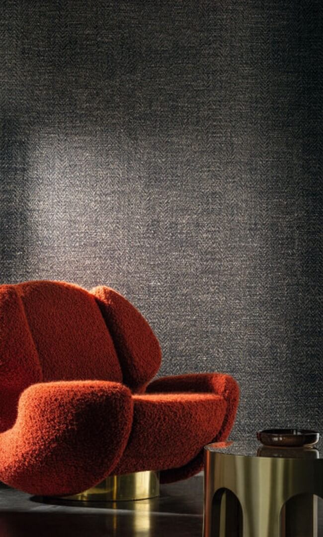 Structuurtextielbehang in visgraat ELBERT - NUDE beige