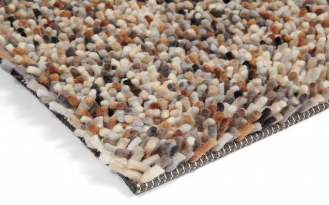 Beige-gray DOTS rug with long pile