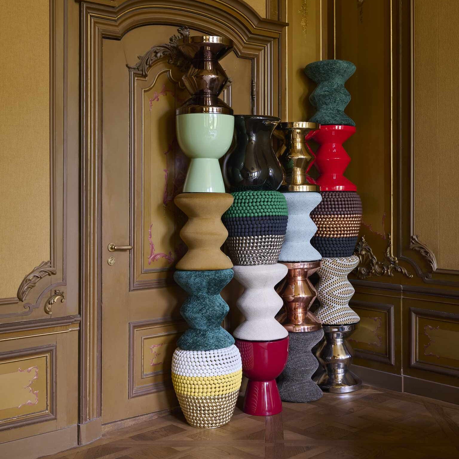 Hocker ZIG ZAG METALL dunkelblau