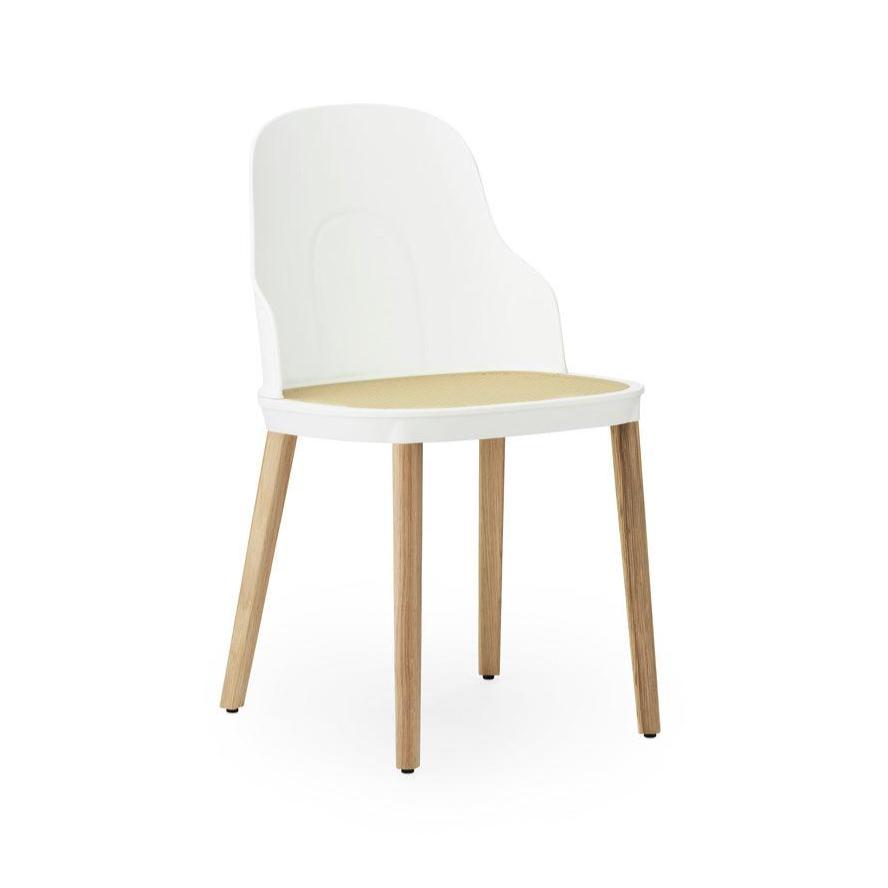 White allez chair with wicker and oak base