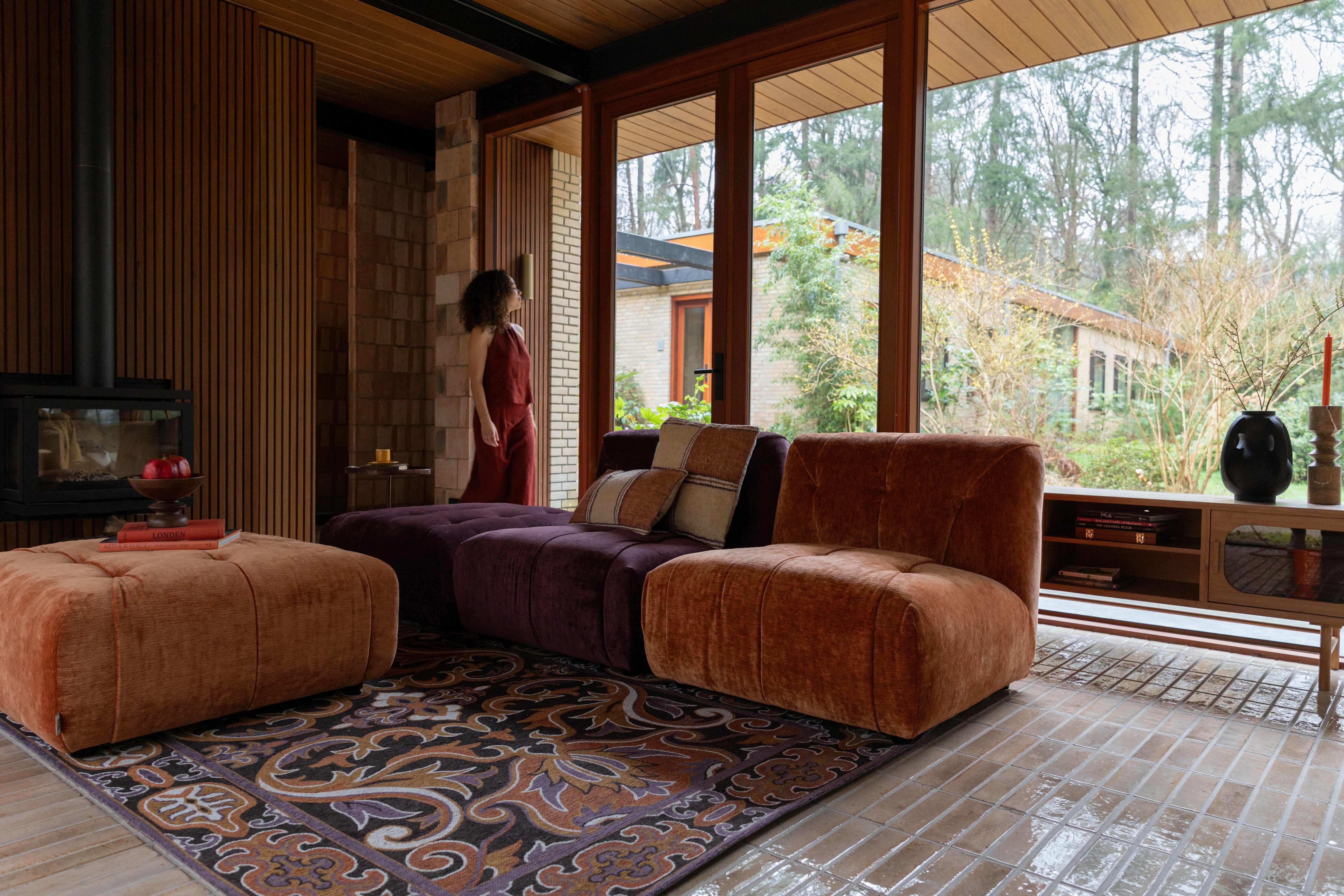 Sofa 2-zits GIADA koperkleurig fluweel