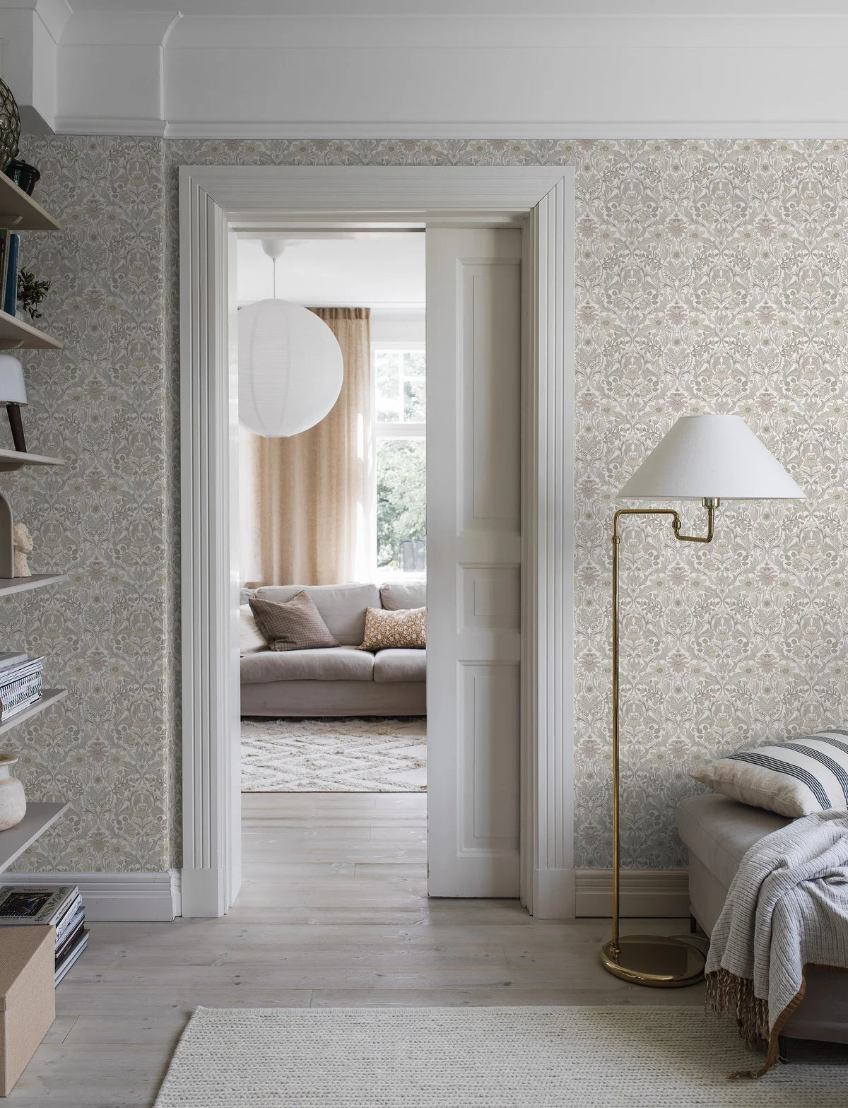 Beige wandtapijt met plantenmotief BLOMSTERFRÖJD