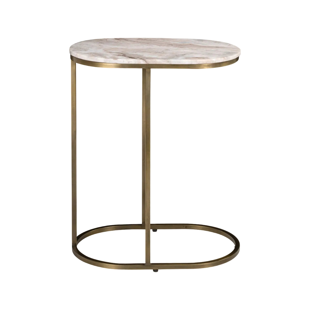 Bijzettafel BOTTEGA goud met marmeren blad