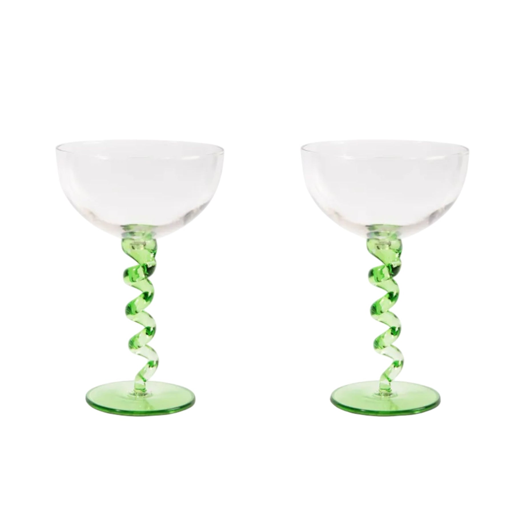 Set aus gläsernen Schalen SPIRAL grün