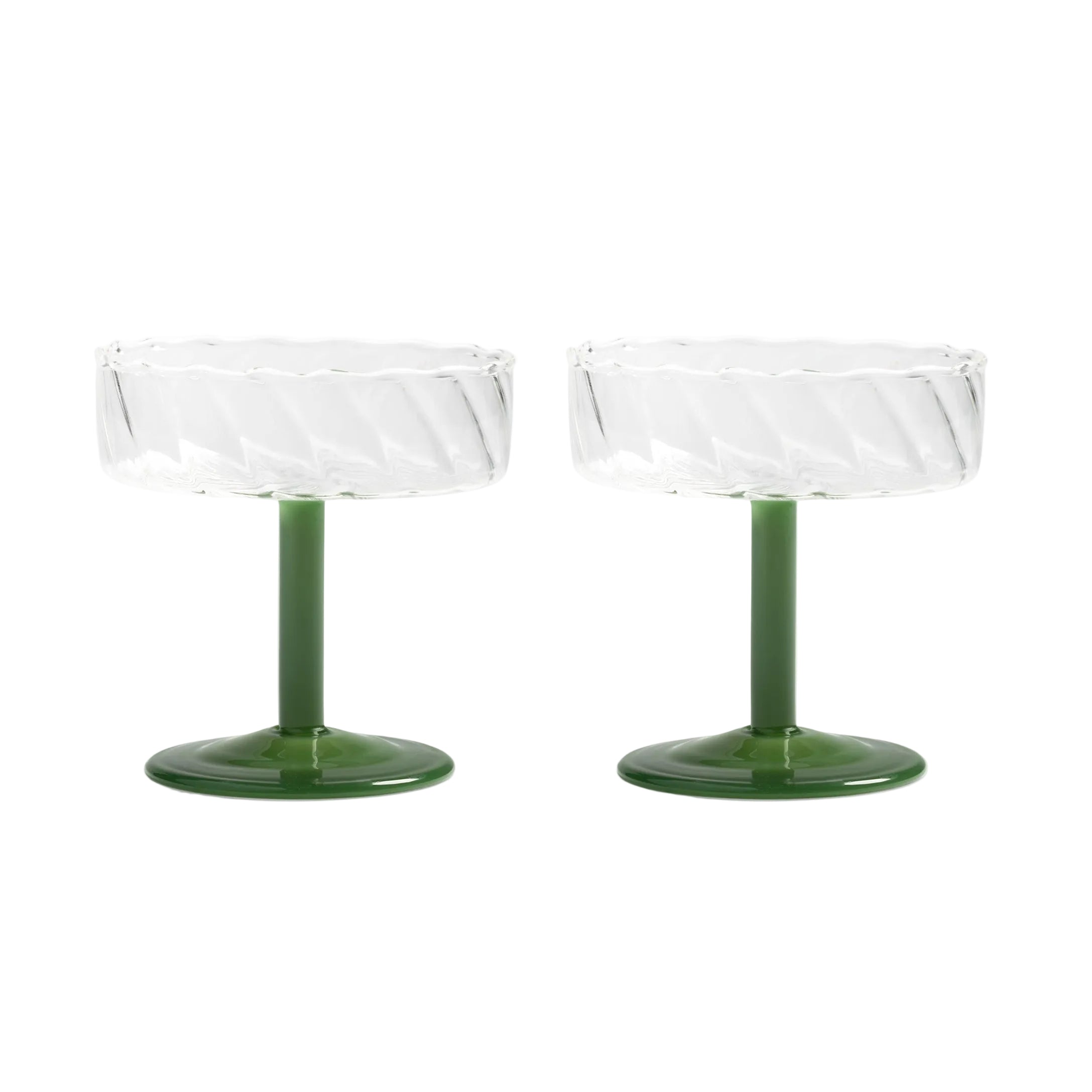 Set of Glass Goblets TWIRL Dark Green