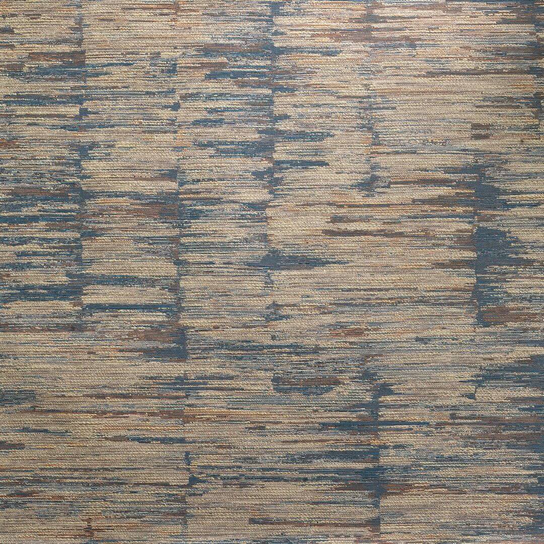Textile wallpaper with a structural stripe ALCHEMILLA - BLEU DEAUVILLE/GRIS NUAGE blue with beige