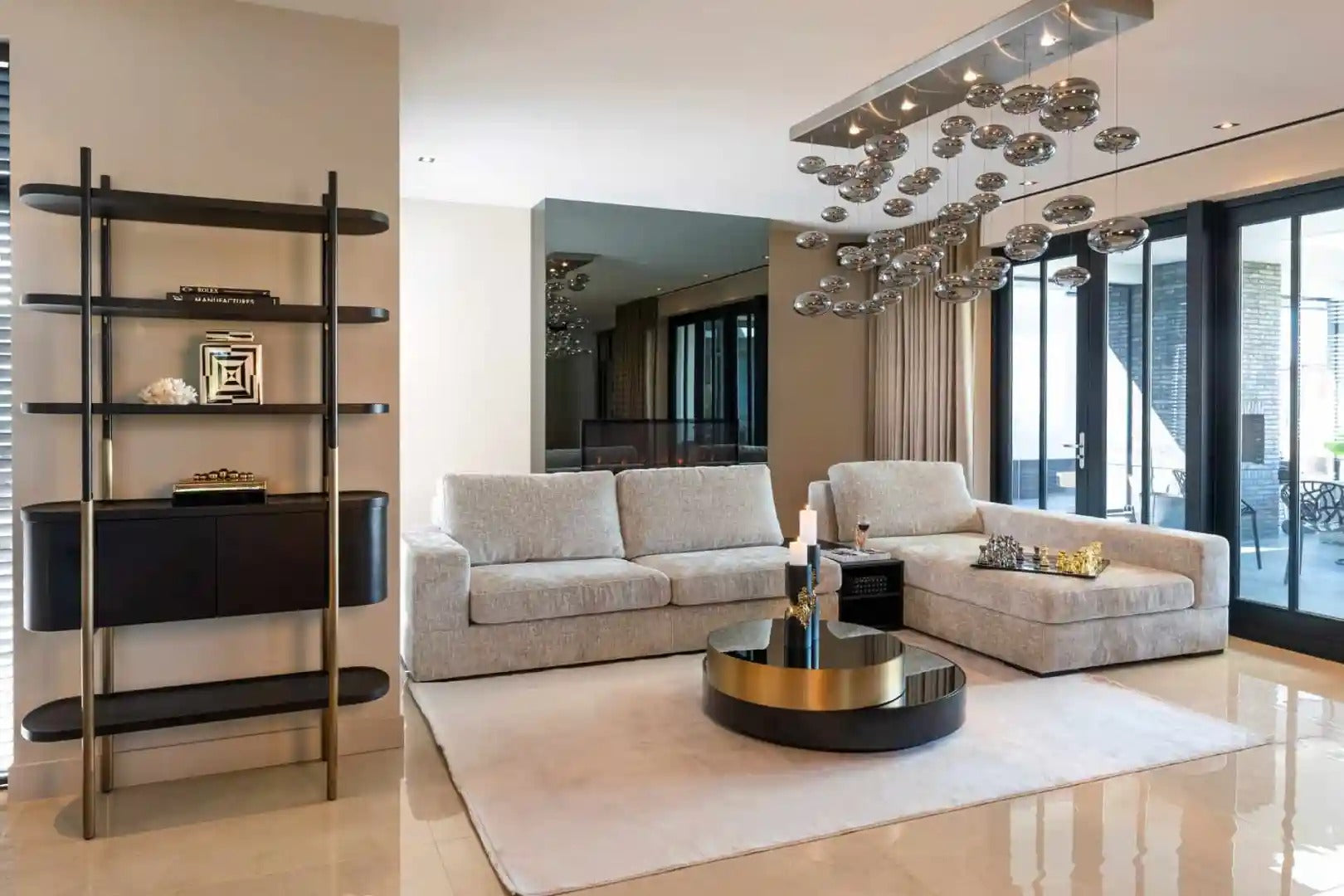 Couchtisch SLICE schwarz mit Messing