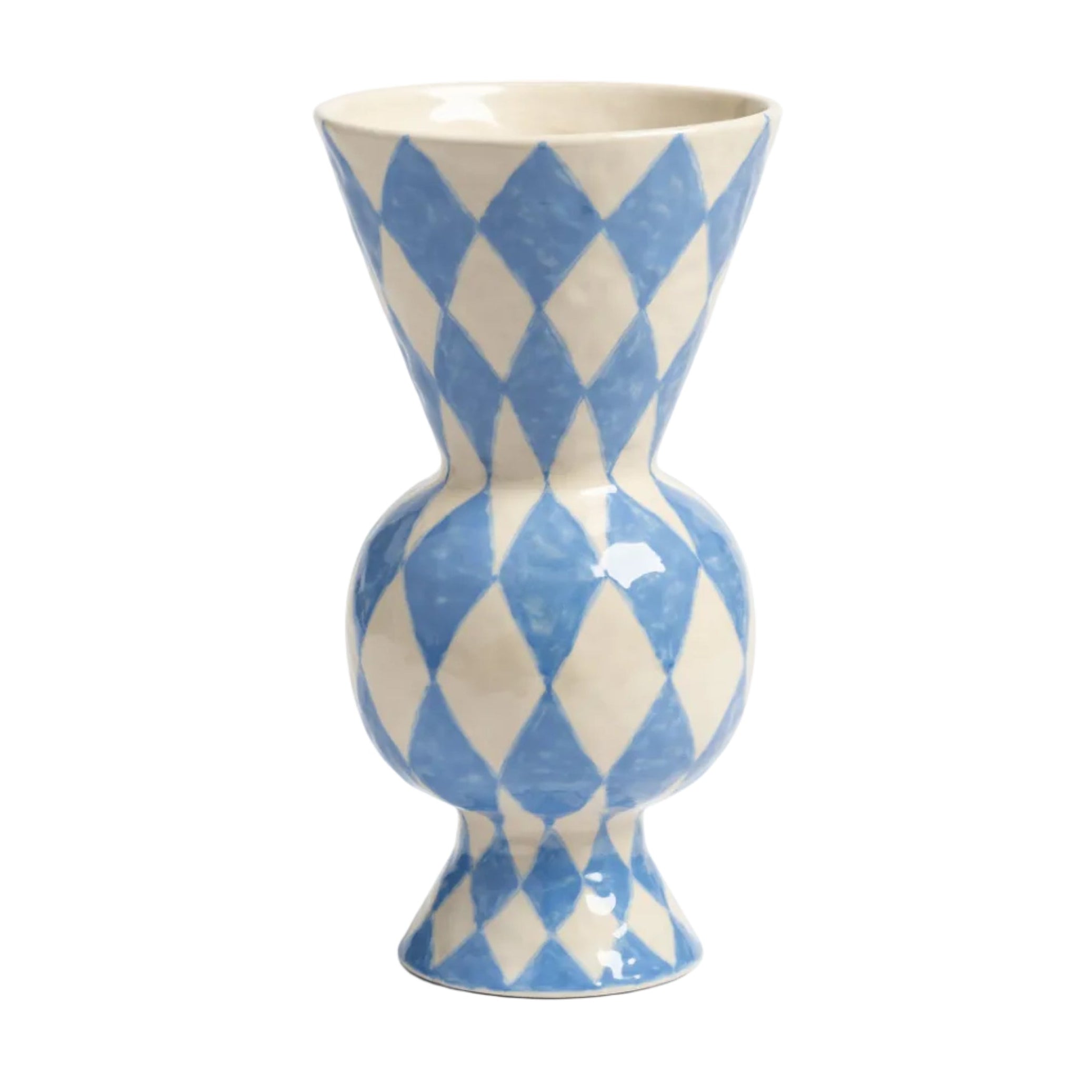 Wazon RHOMBIC weiß mit Blau