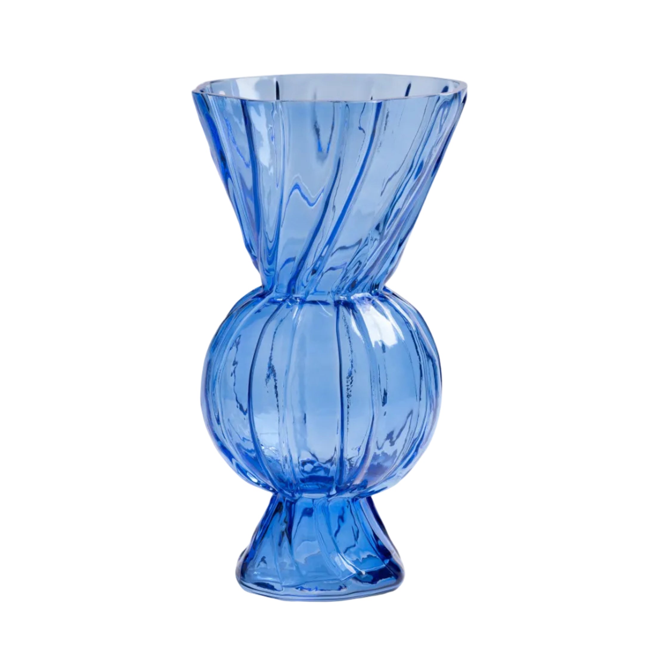 Rhombische vaas blauwe glas